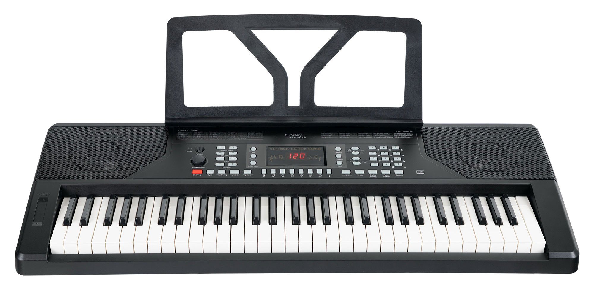 FunKey Home-Keyboard 61 Edition Touch (Touch Response, 300 Sounds, MIDI USB) (3-St), mit Begleitautomatik und intelligente Lernfunktion
