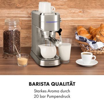 Klarstein Filterkaffeemaschine Futura Espressomaker, Kaffeemaschine 1450 W 20 Bar 2 Tassen