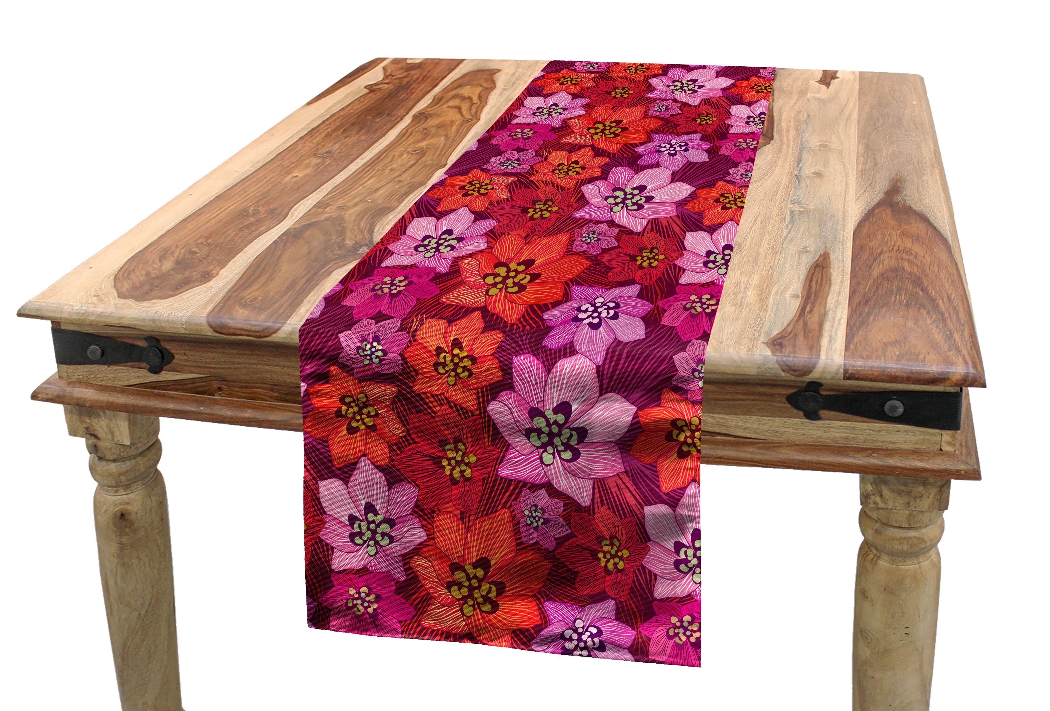 Toend Tischläufer Abakuhaus Rechteckiger Blüten Tischläufer, Floral Warm Narzisse Dekorativer Esszimmer Küche