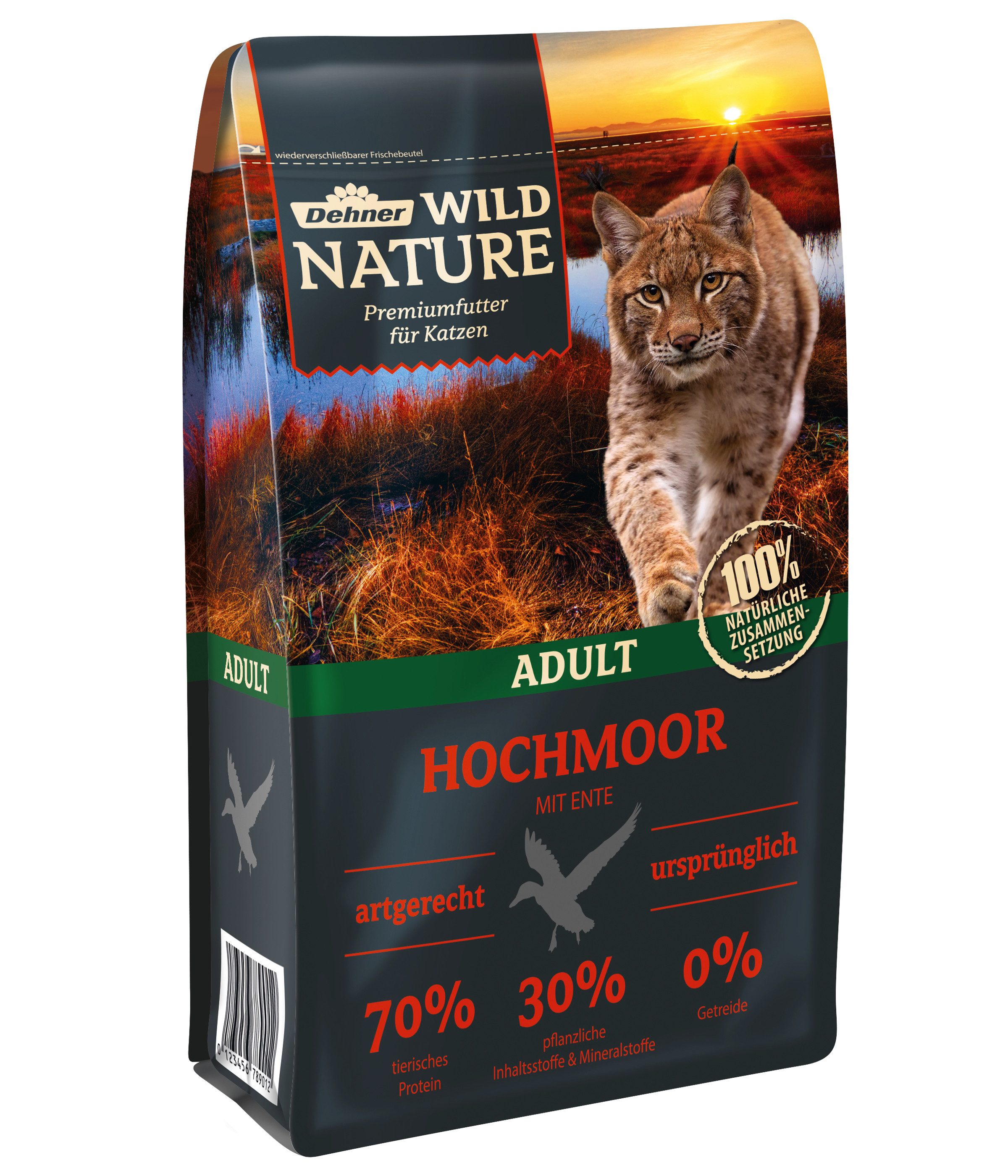 Dehner Wild Nature Hochmoor Adult Ente, 1.5 kg Ente, Trockenfutter für: Katze, Trockenfutter für ausgewachsene Katzen