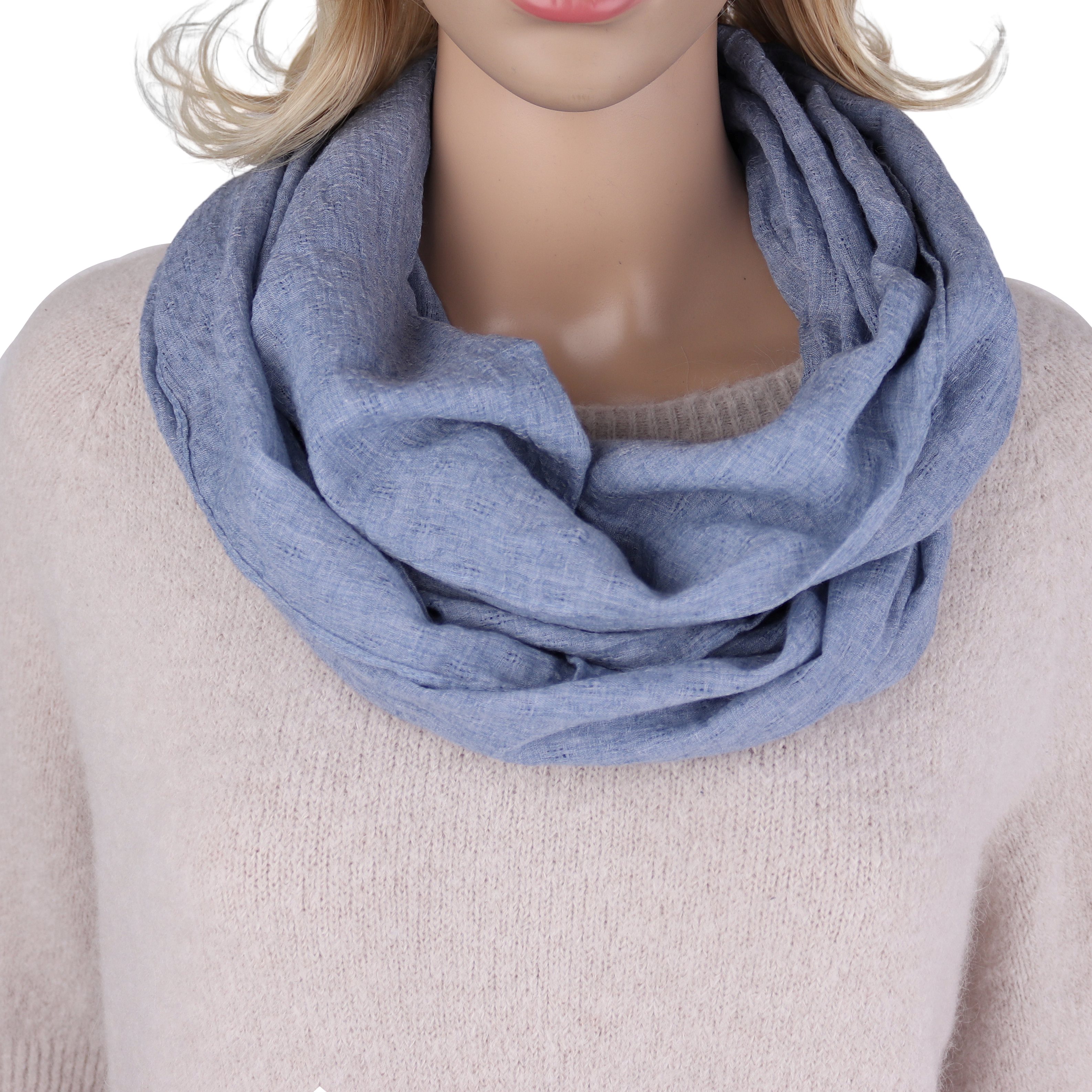 MIRROSI Loop Damen Schal Unifarbe mit Lochmuster Weich aus 100% Baumwolle, (ca. 160x44cm Zweimal um den Hals wickelbar)