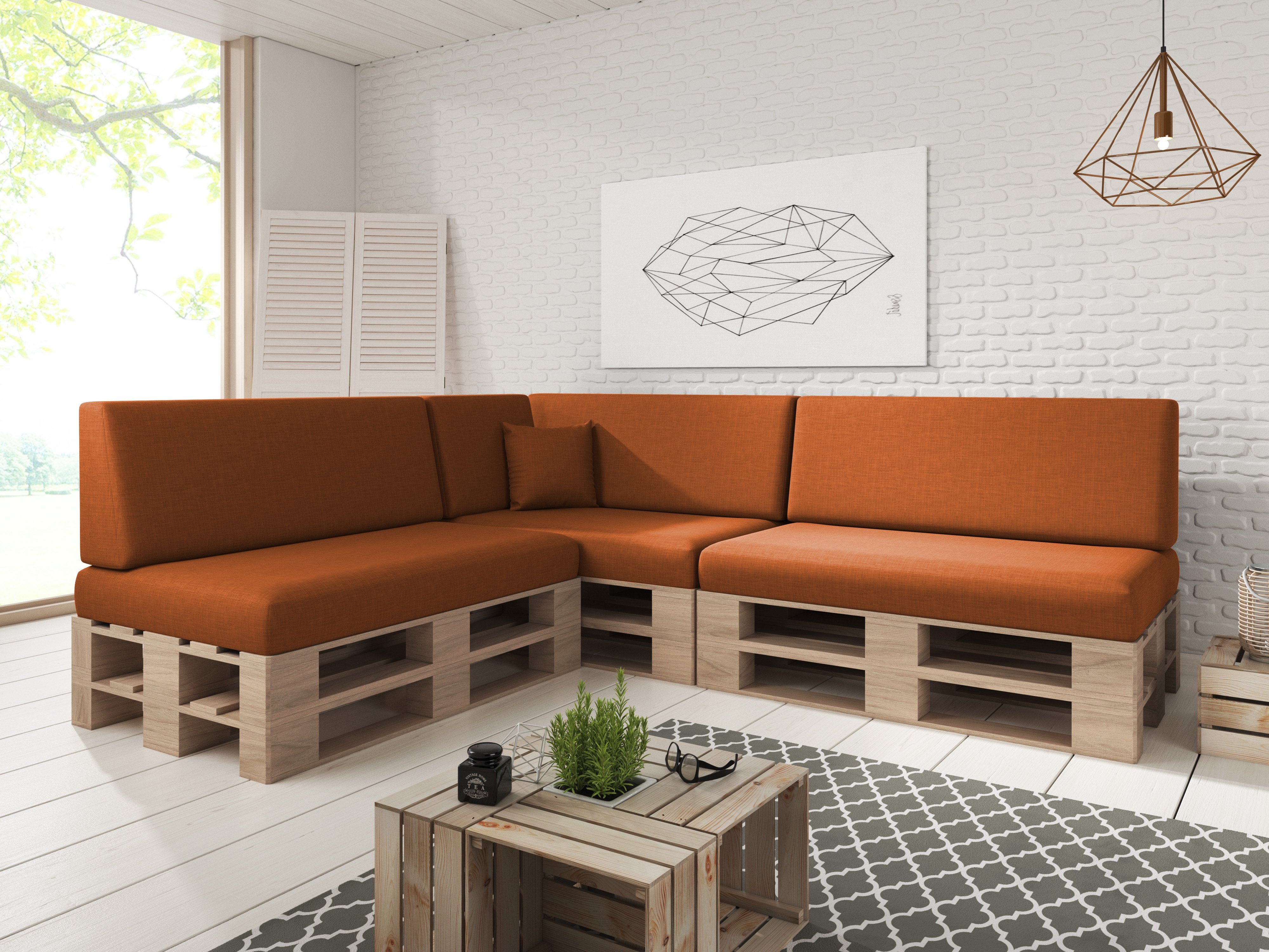 sunnypillow Palettenkissen Milano - 8er Set Palettenauflage mit abnehmbarem Bezug Kaltschaum, 8er Set Palettenkissen