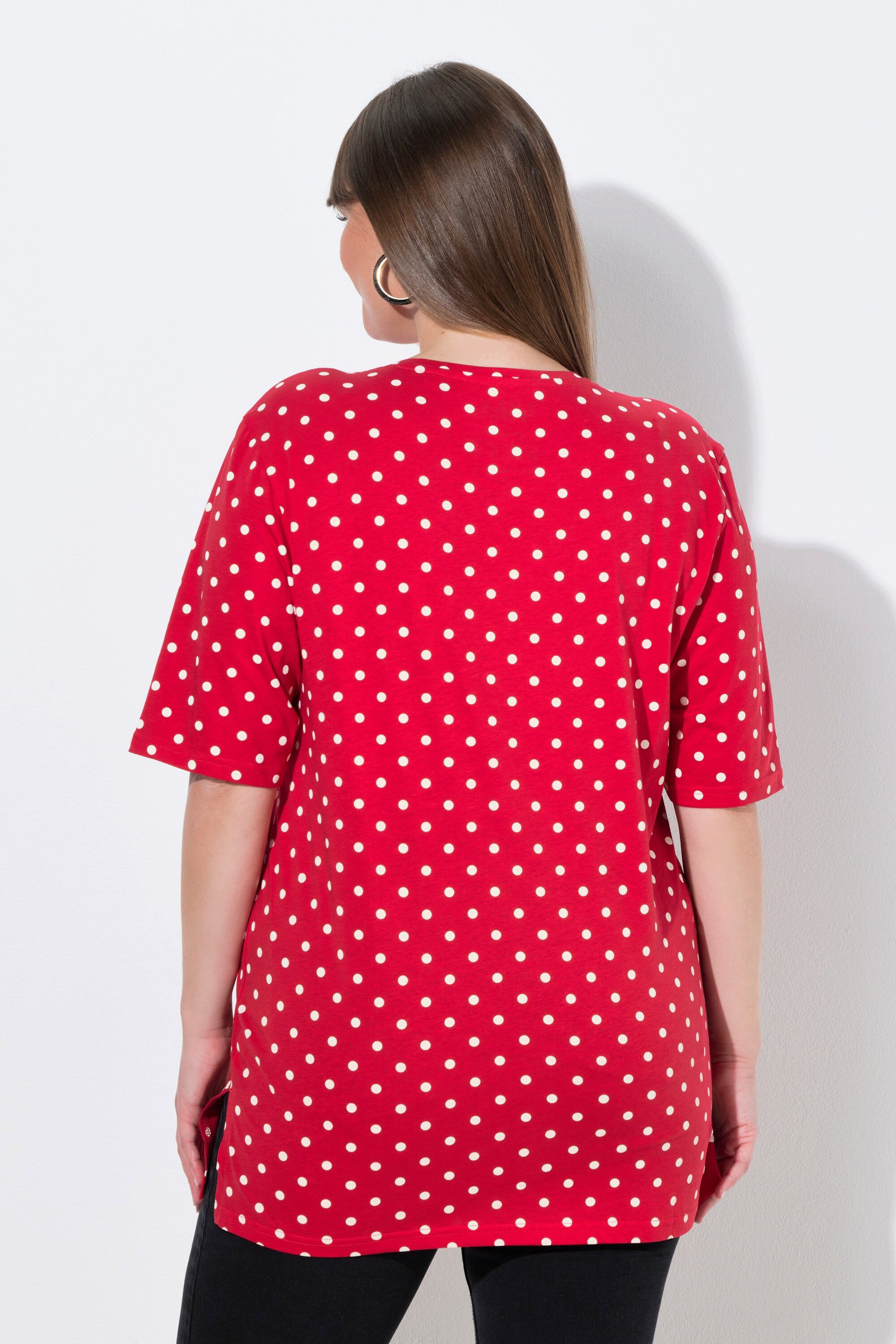 Ulla Popken T-Shirt T-Shirt Punkte Relaxed Rundhals Halbarm