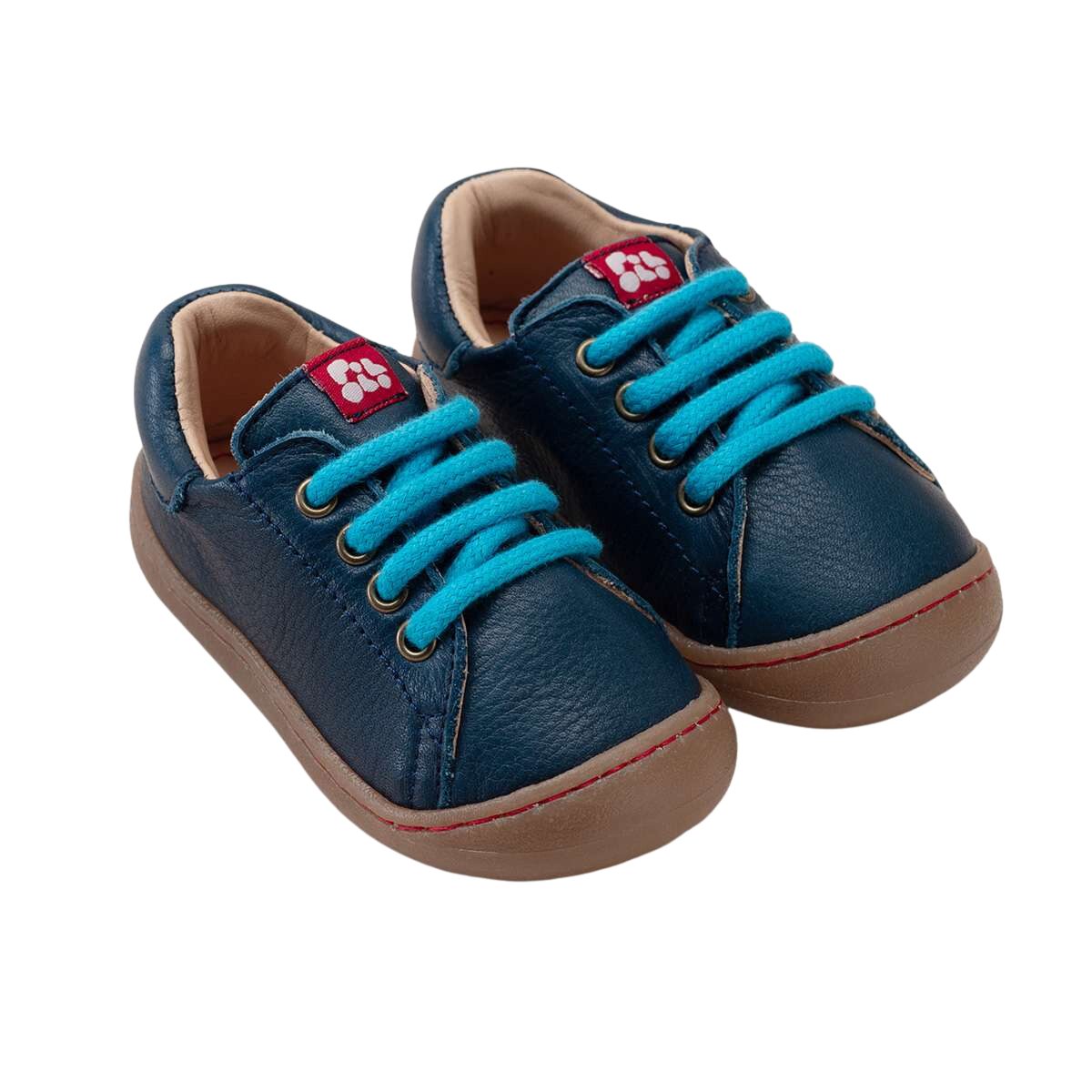 Leder" Unisex "Mini Kinderschuh POLOLO Blau Sneaker