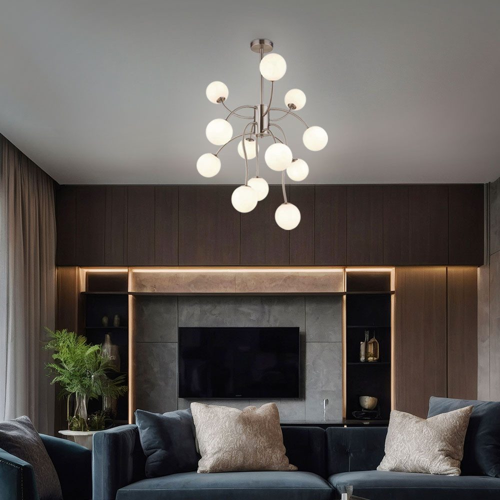 GLOBO LIGHTING LED Deckenleuchte, Leuchtmittel inklusive, Warmweiß, Deckenlampe Deckenleuchte Esszimmerleuchte LED 12 Flammig Glaskugeln H