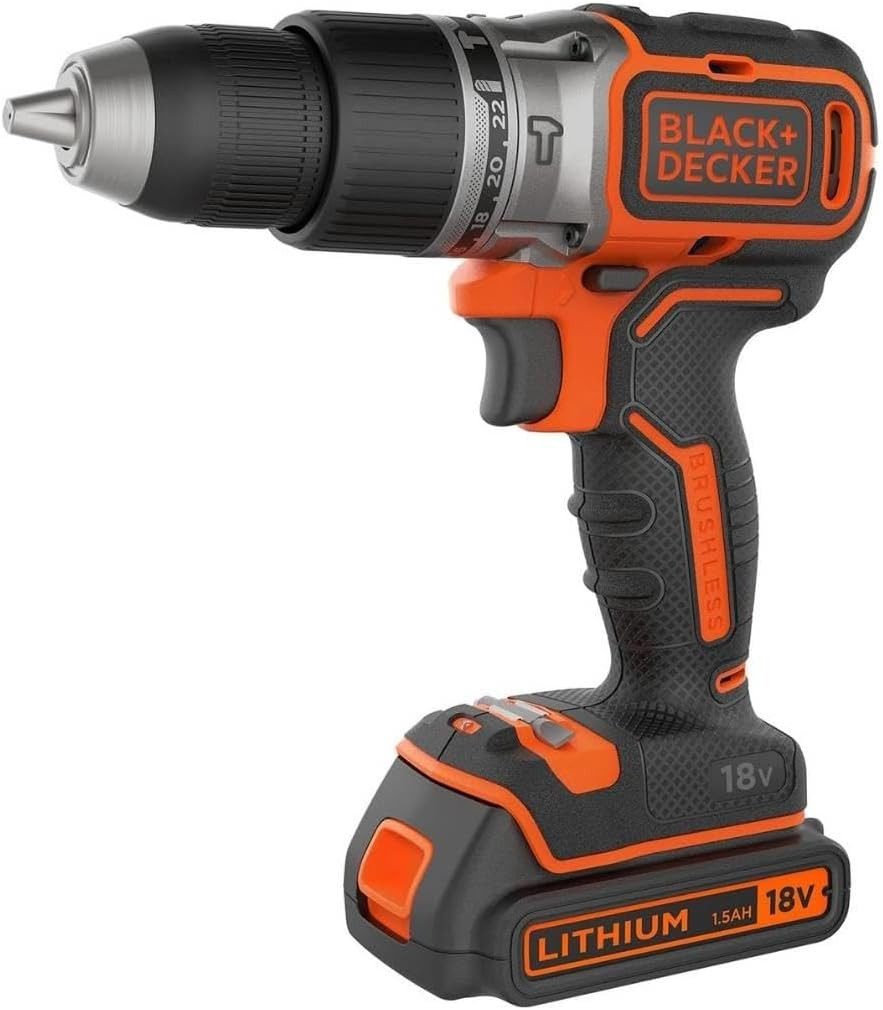 Black + Decker Akku-Schlagbohrschrauber Akku-Schlagbohrschr. 18V 2x2Ah, Kof BCD383D2XK, (1-tlg)