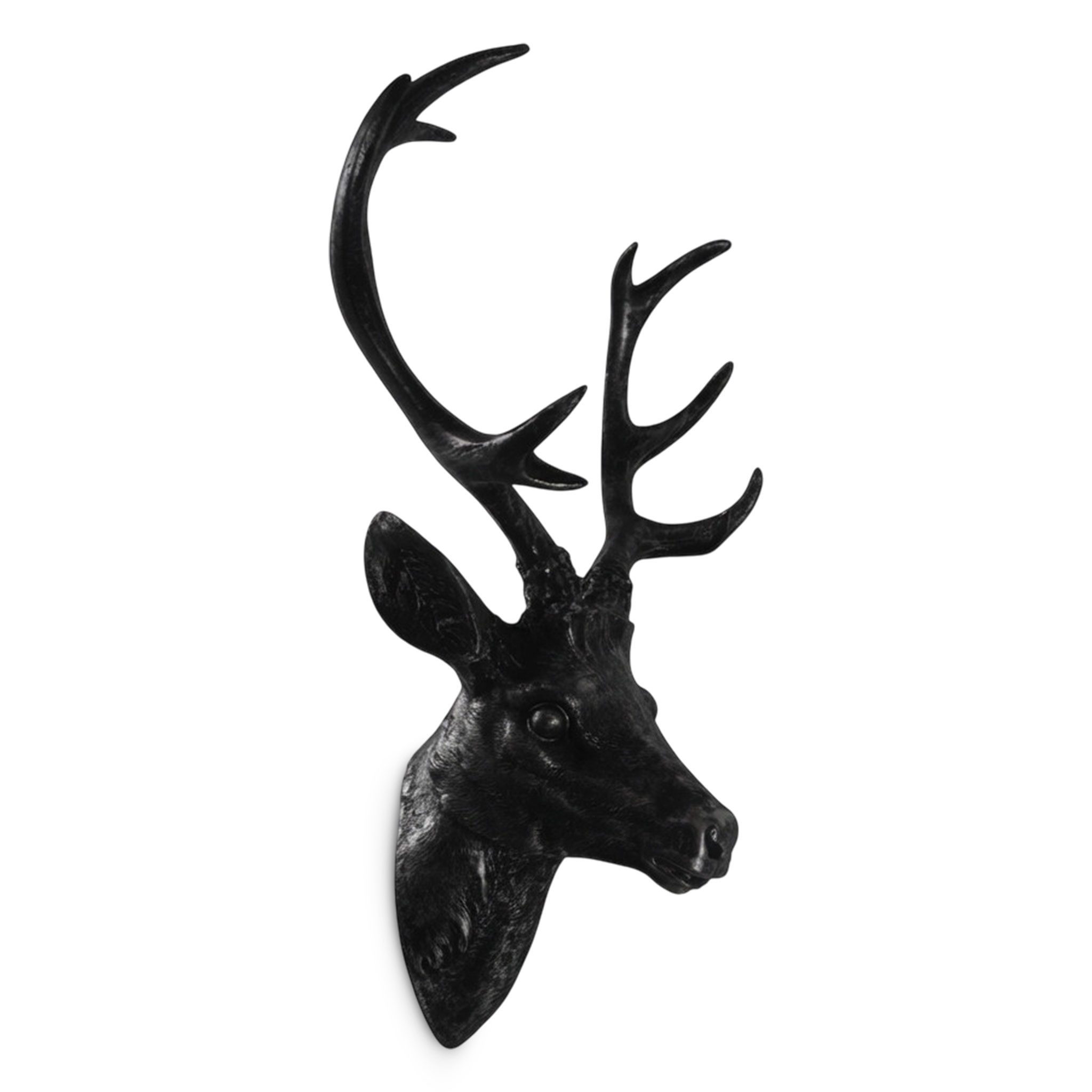 Spetebo Dekogeweih Hirschgeweih schwarz - 40 cm (Stück, 1 St., Geweih), Hirschkopf Wanddeko zum aufhängen