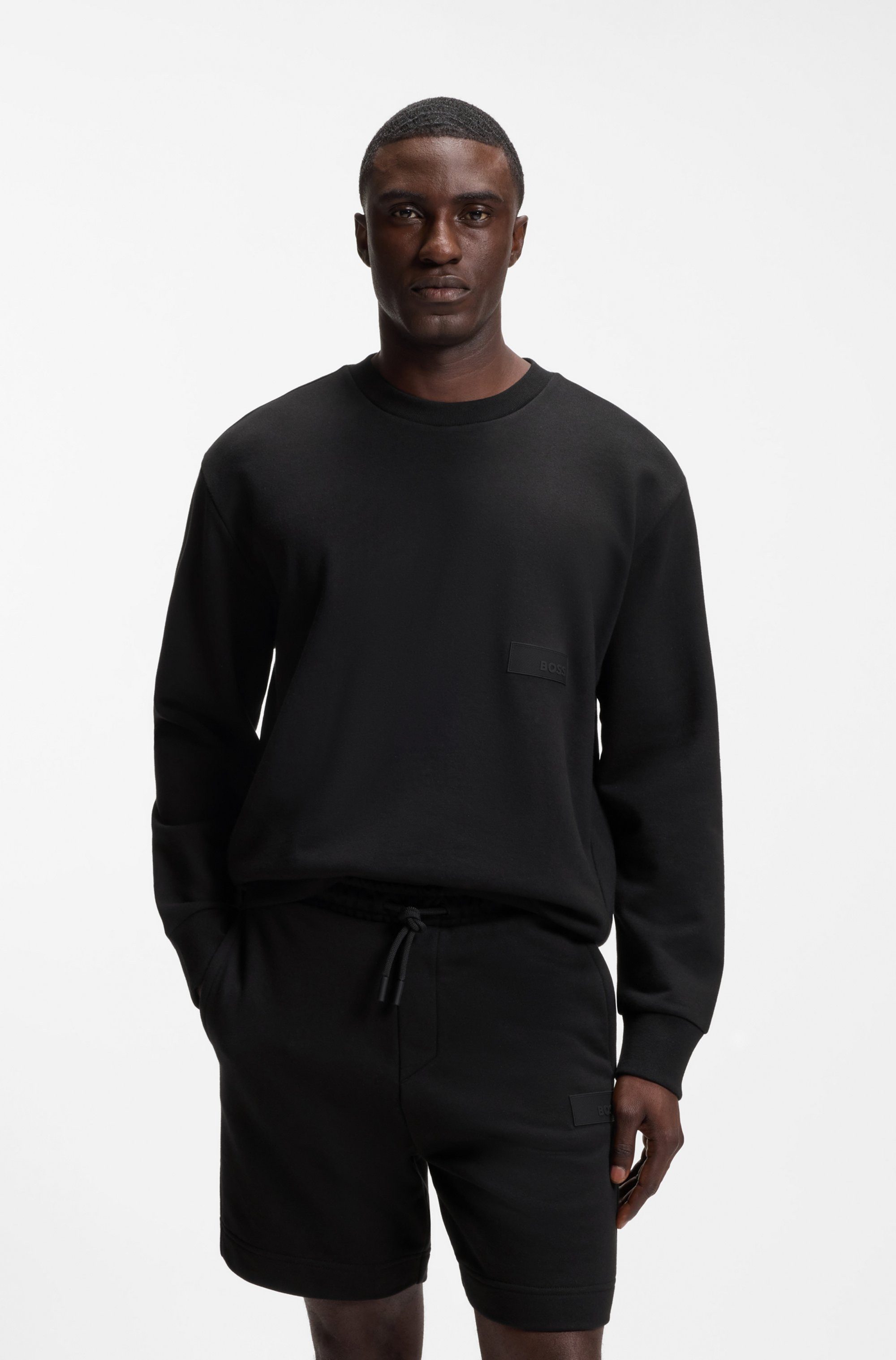 BOSS GREEN Sweatshirt Rundhalsausschnitt, Relaxed Fit, Logo-Badge