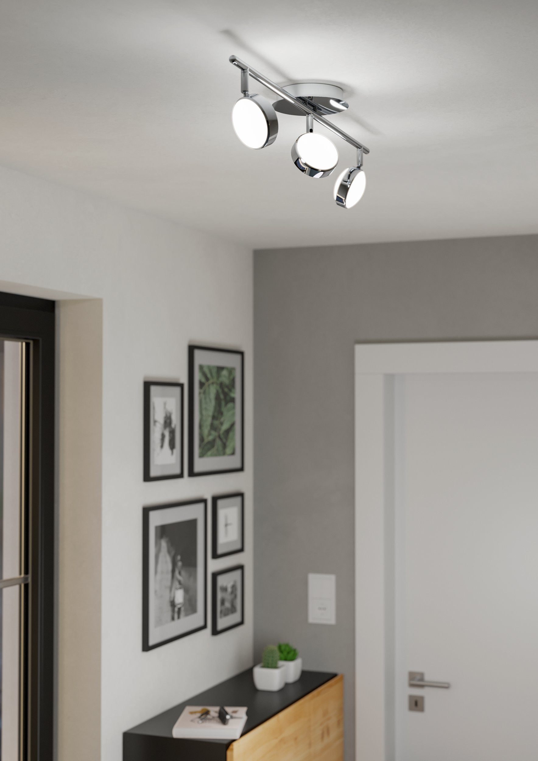 EGLO LED Deckenspot Salto, Leuchtmittel inklusive, LED Deckenlampe Deckenstrahler Stahl in chrom Kunststoff in satiniert