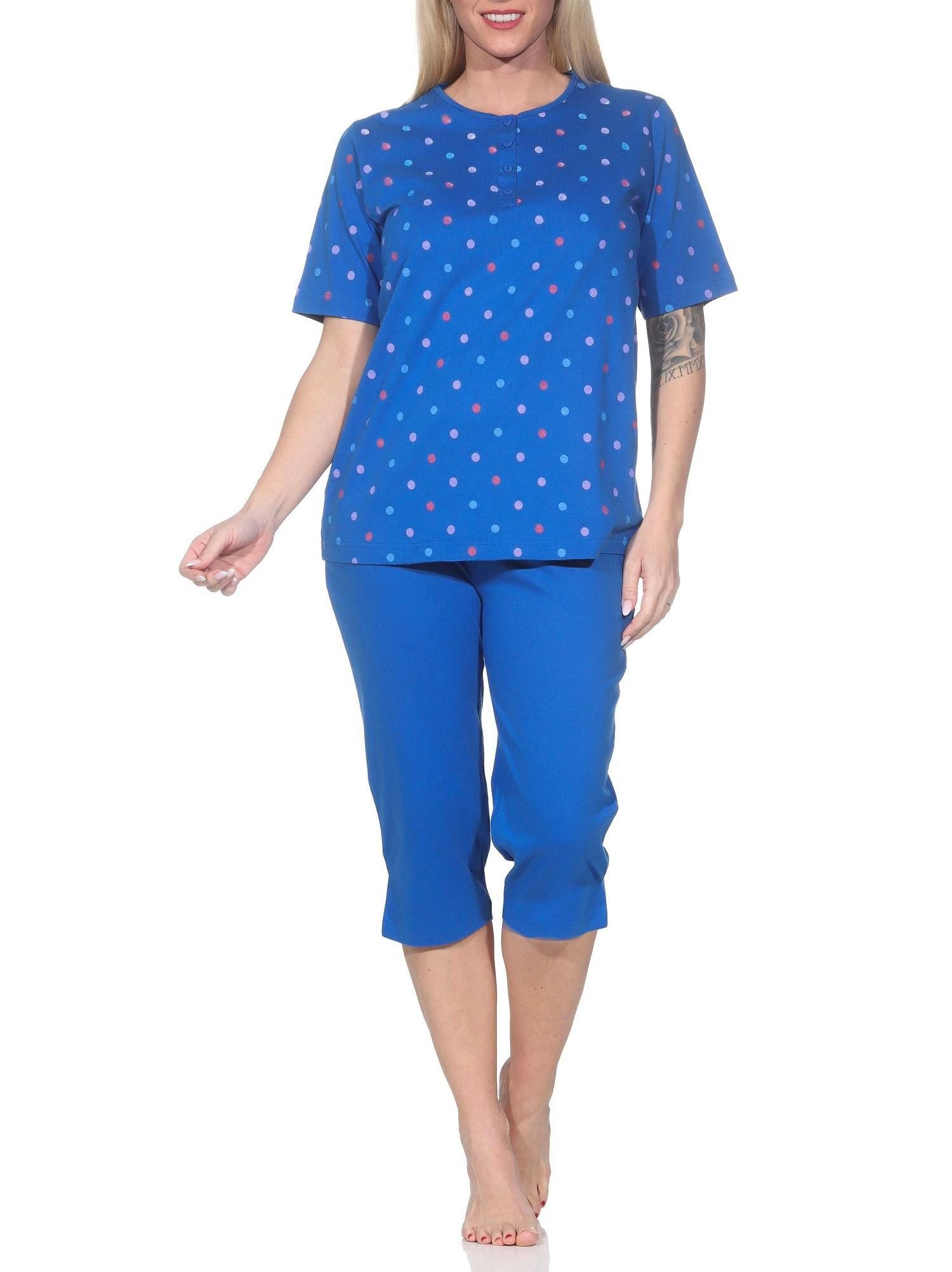Pyjama Normann Damen Capri Schlafanzug in Tupfen-Optik - auch in Übergröße