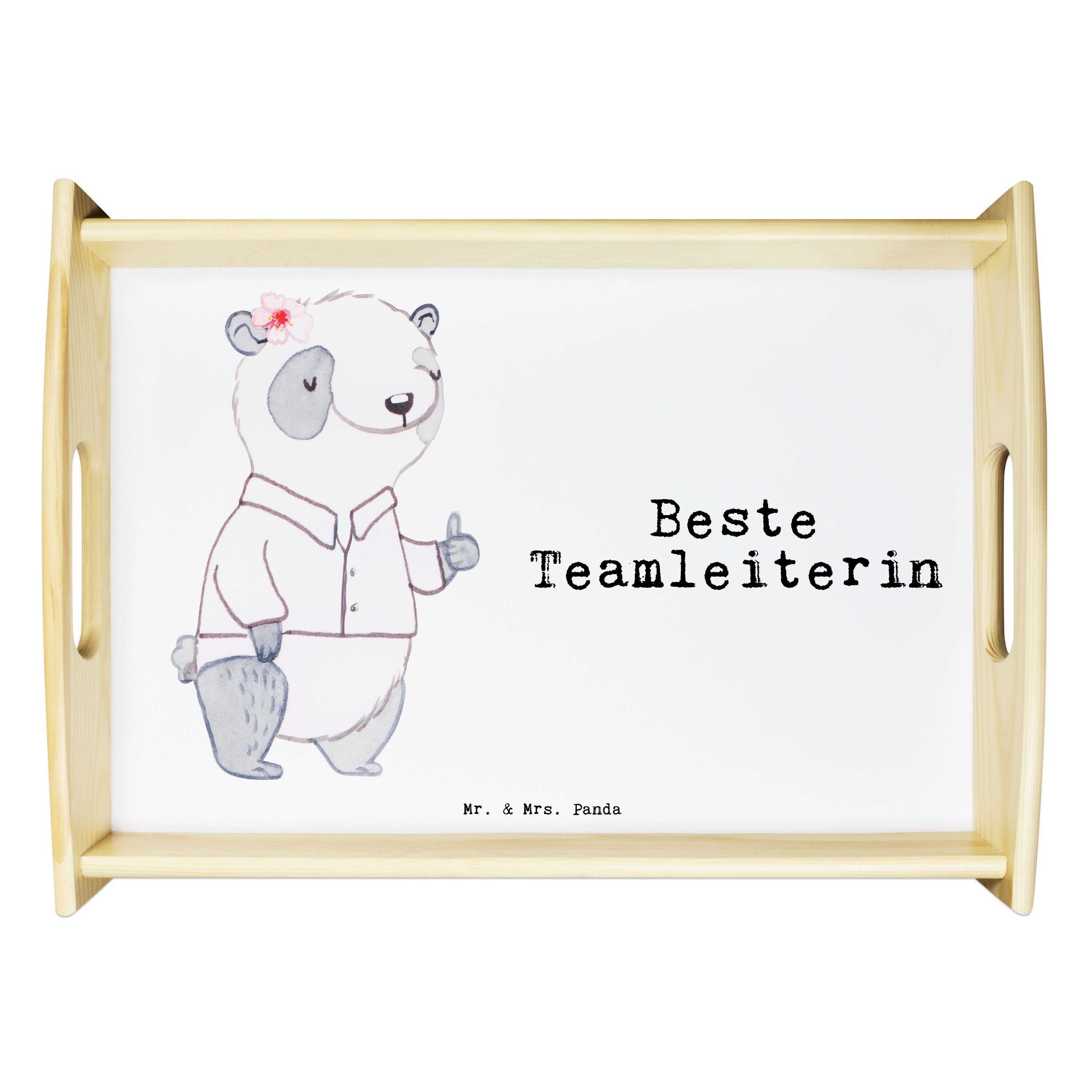 Mr. & Mrs. Panda Tablett Panda Beste Teamleiterin - Weiß - Geschenk, Geburtstag, Tablett, Semi, Echtholz lasiert, (1-tlg)