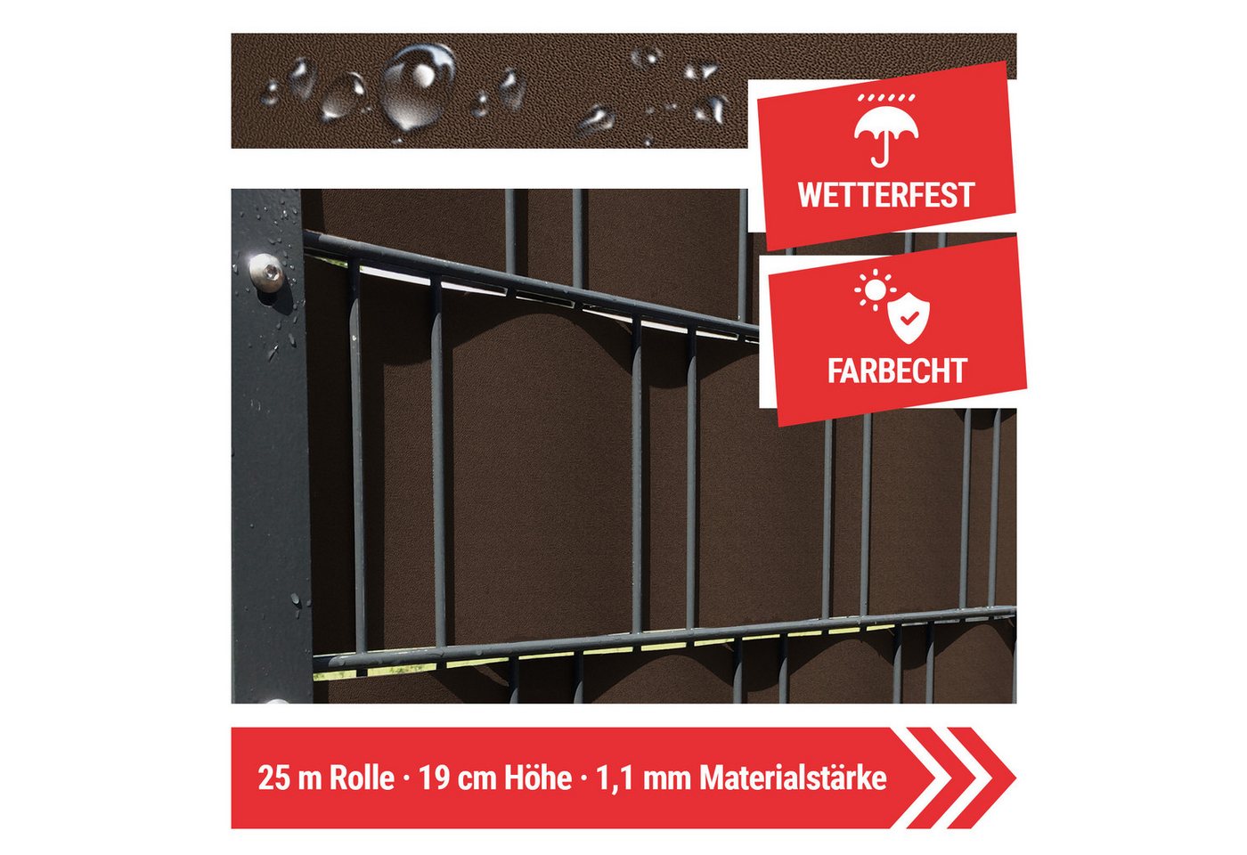 Thumbnail - Arvotec Sichtschutzstreifen Sichtschutzstreifen 25 m (Rolle) verschiedene Farben, keine Klemmschienen nötig