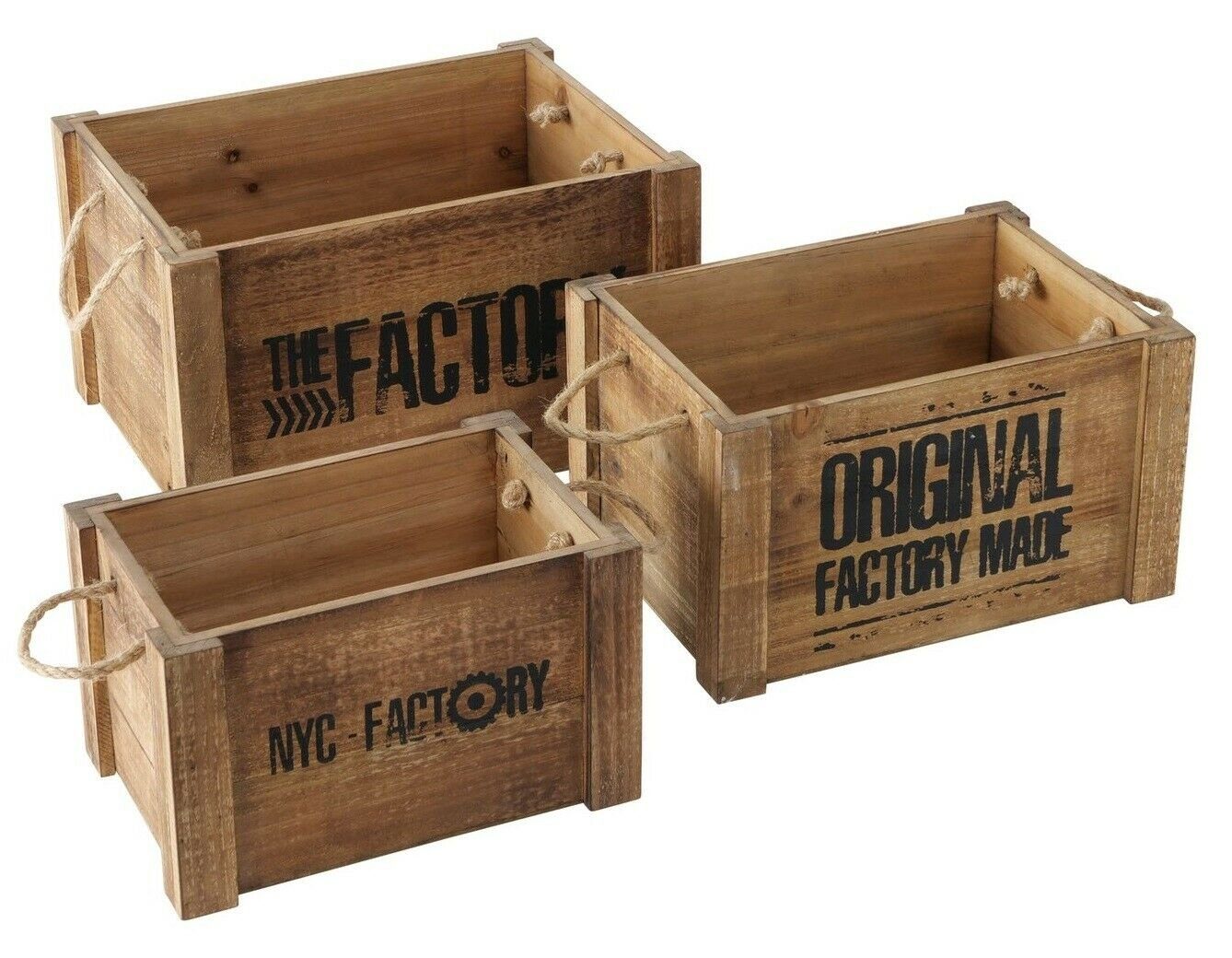 Meinposten Dekokiste »Holzkiste Industrie Stil Kiste Kasten mit Griffen  Holz Box Holzkasten Industry« (1 St), in 3 Größen wählbar