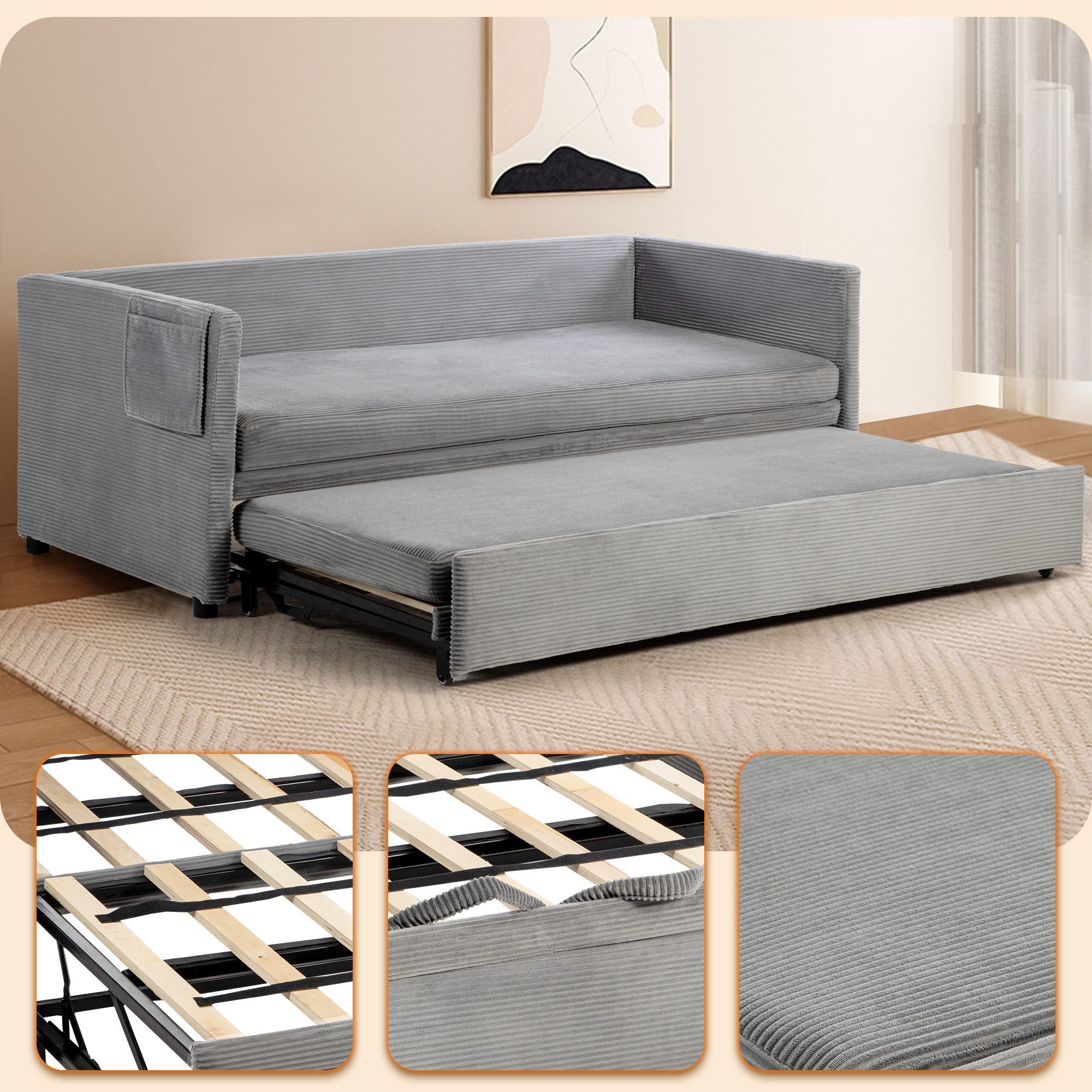 HOMYEDAMIC Schlafsofa 172 x 187 cm Schlafsofa 2-Sitzer Sofa Couch, Schlafsofa mit Matratze Variables Sofa Doppel-Liege