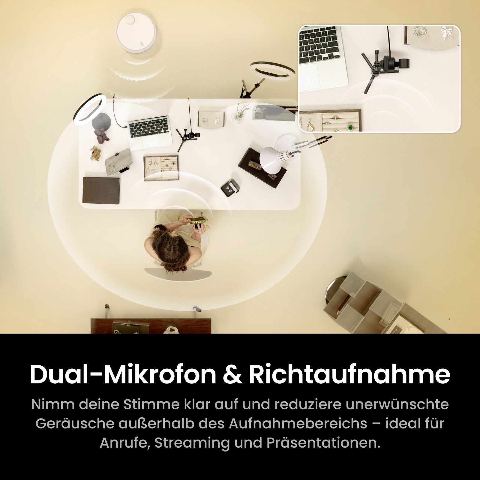 Insta360 Insta360 Link 2C Pro – 4K PTZ-Webcam für PC/Mac Full HD-Webcam