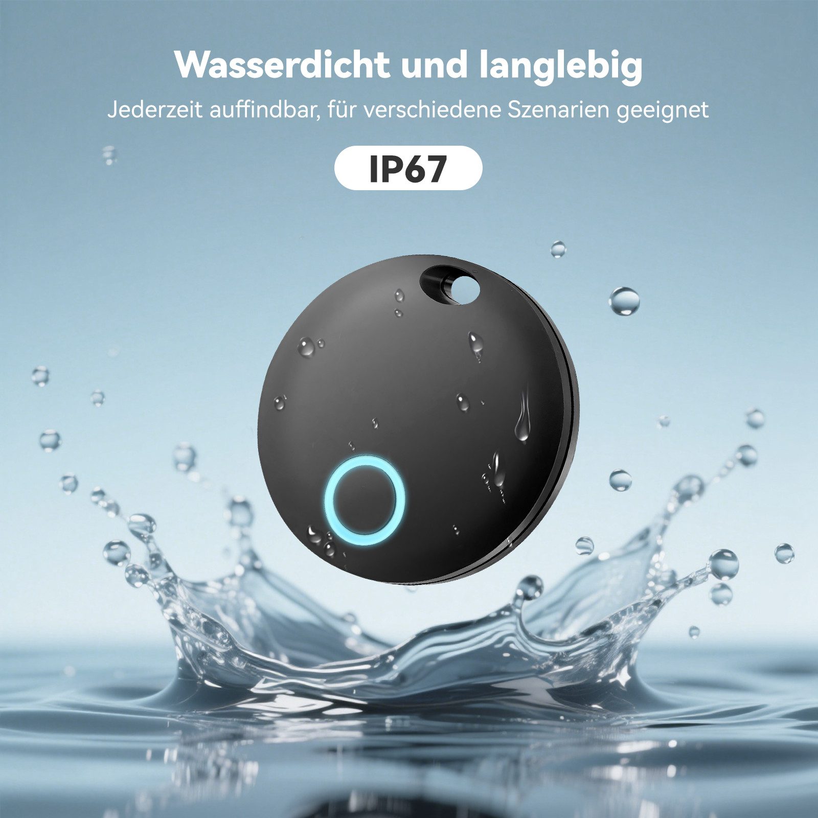 Rayofi smart Tracker mit LED, Smart Tag mit Wo ist APP (nur iOS) Bluetooth-Tracker (100% Datenschutz, IP67 wasserdicht, 1 Pack)