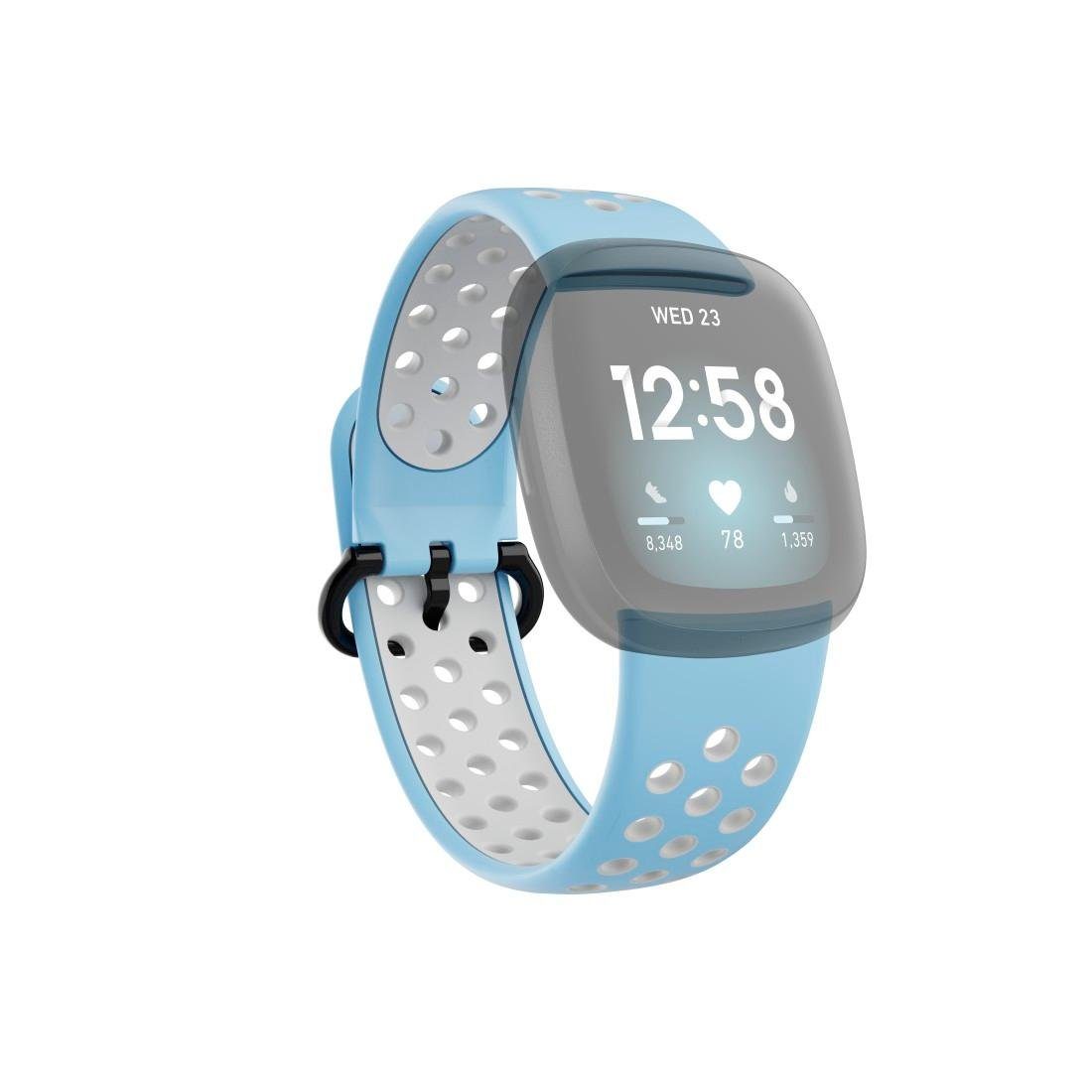 cm/21 Silikon, cm Smartwatch-Armband hellblau 22 Versa 3/4/Sense (2), Hama Ersatzarmband für Fitbit