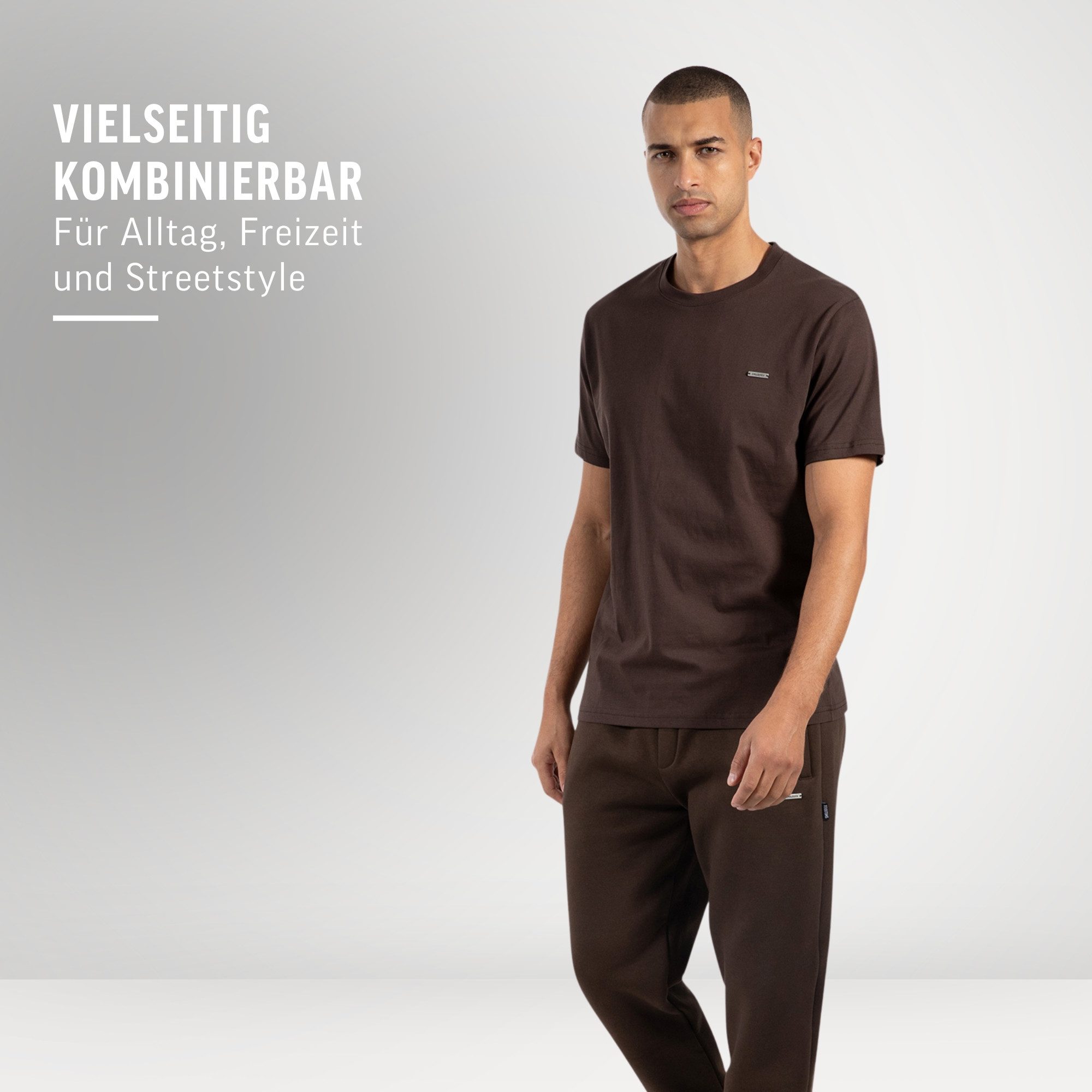 Smilodox T-Shirt Ilyas, Komfortables Herren-Shirt, Weiche hochwertige Baumwolle Schlichtes Oberteil Metalllabel Vielseitig kombinierbar Freizeit
