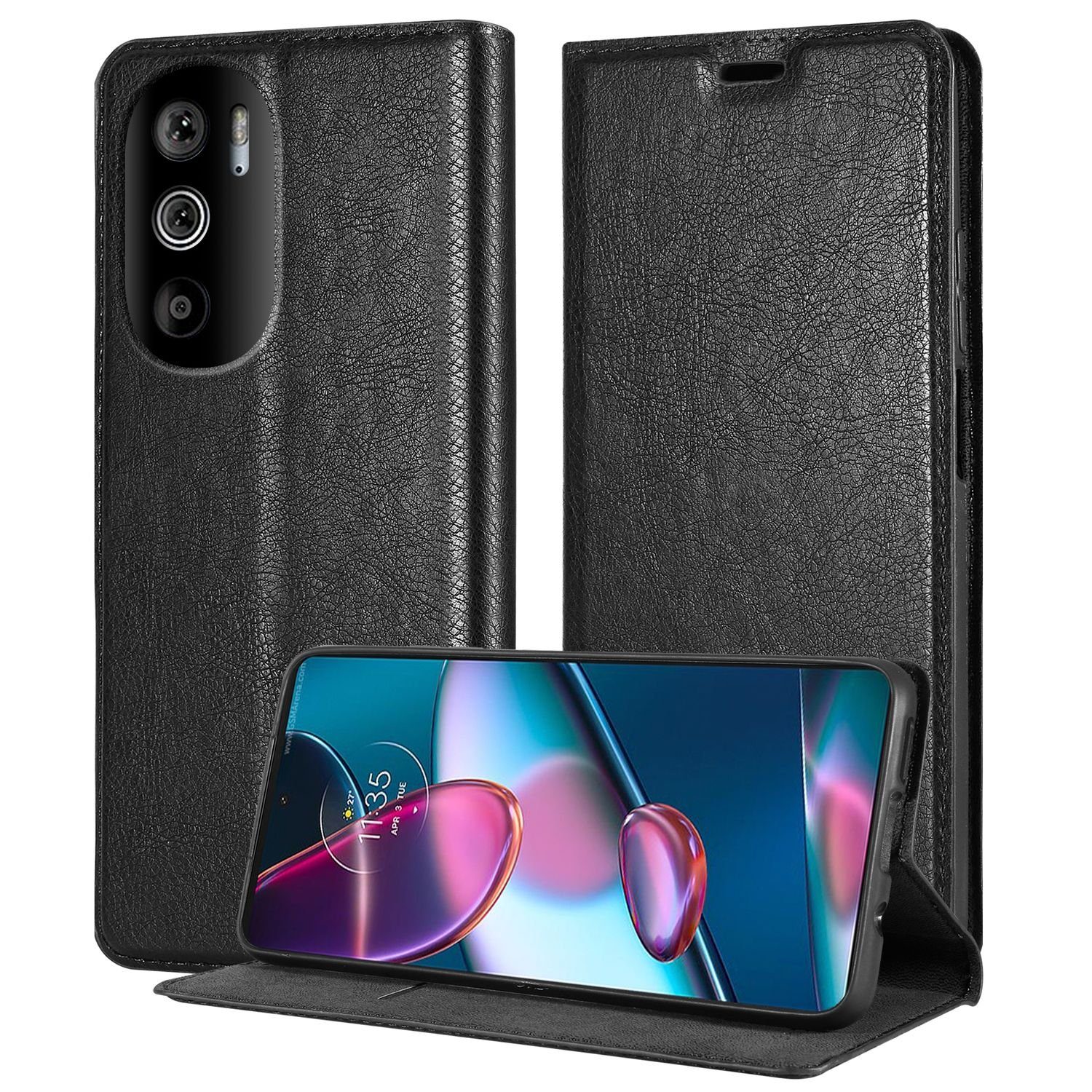 Cadorabo Handyhülle für Motorola EDGE 30 PRO / EDGE+ Hülle Motorola EDGE 30 PRO / EDGE+, Hülle Schutzhülle mit Standfunktion, Magnetverschluss und Kartenfach