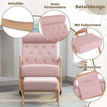 Flieks Schaukelstuhl (mit 1 Hocker, Set, 2 St), Relaxsessel Schaukelsessel Schwingsessel, für Schlafzimmer Wohnzimmer