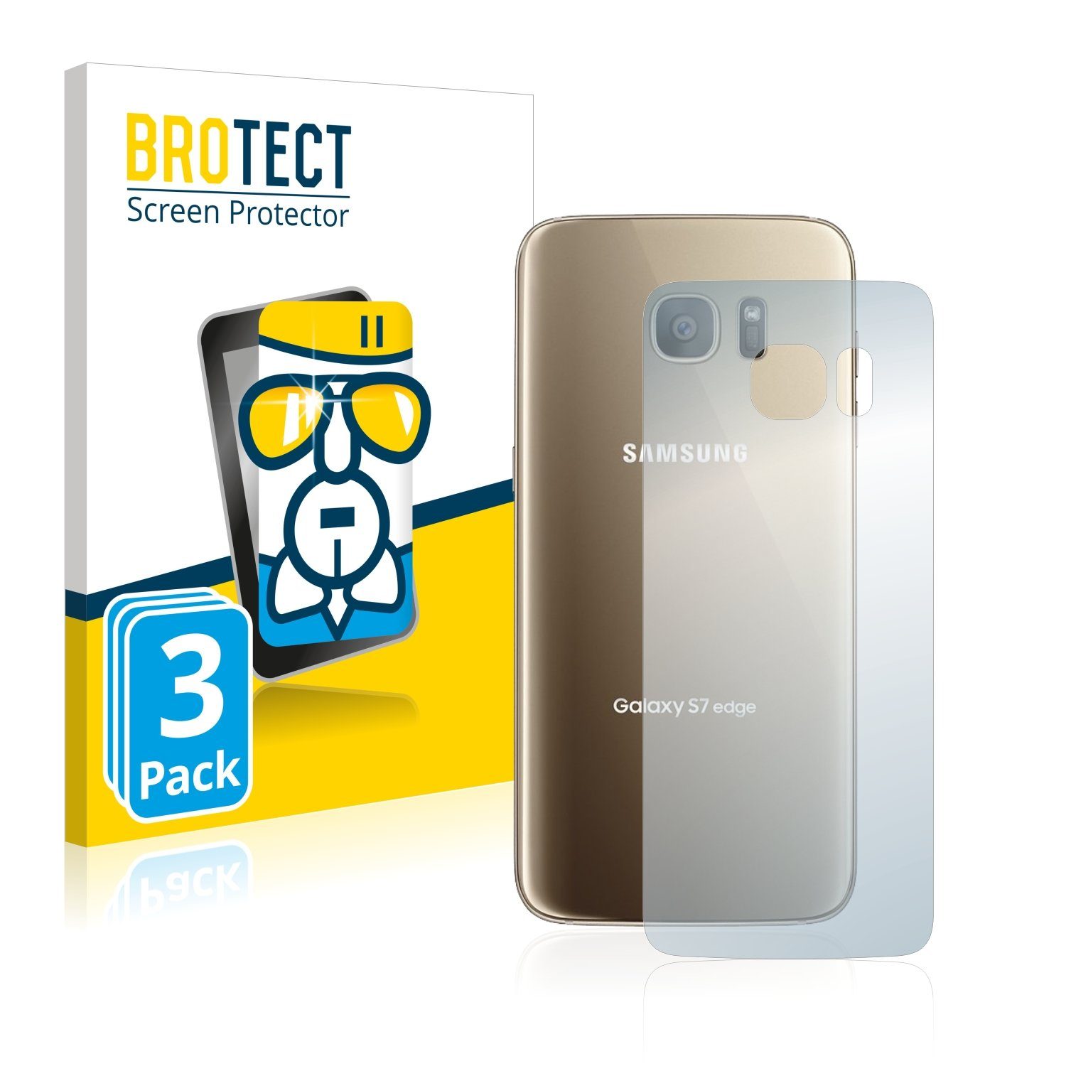 BROTECT Schutzfolie »Panzerglasfolie für Samsung Galaxy S7 Edge  (Rückseite)«, (3 Stück), Schutzglas Glasfolie klar