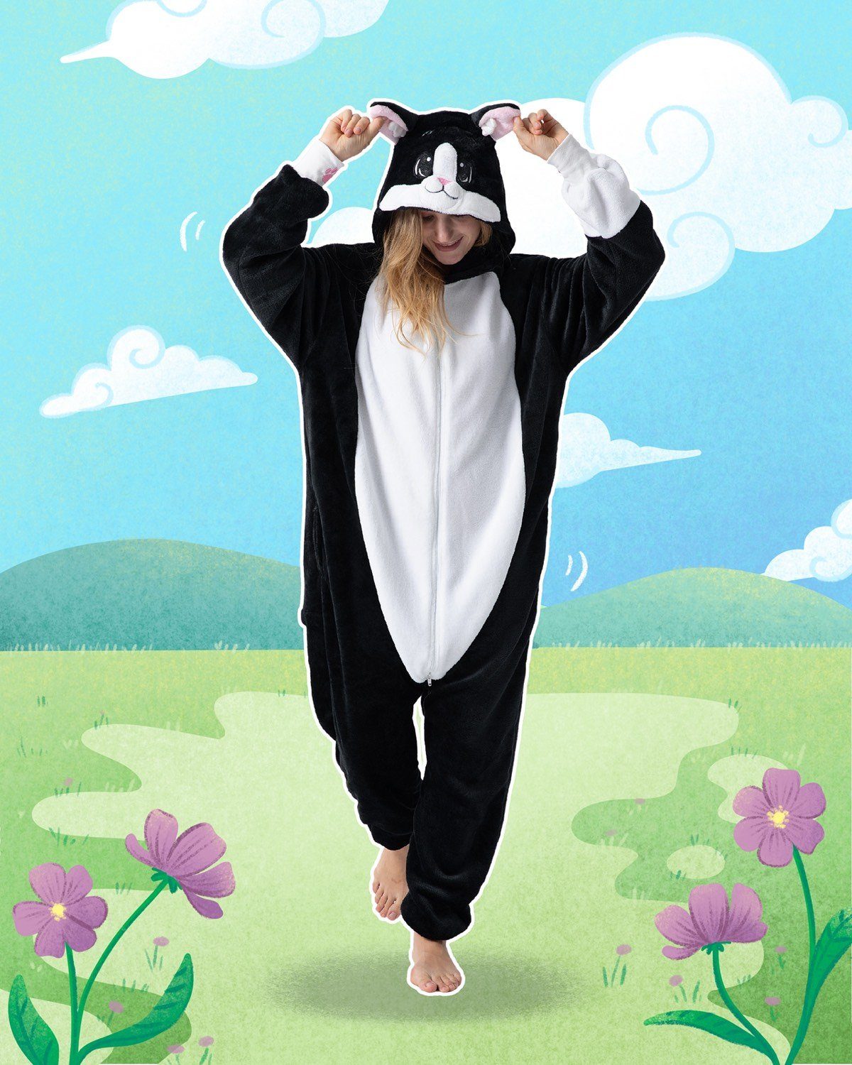 Corimori Partyanzug Flauschiges Katzen-Kostüm für Erwachsene mit Haarreif, günstig online kaufen