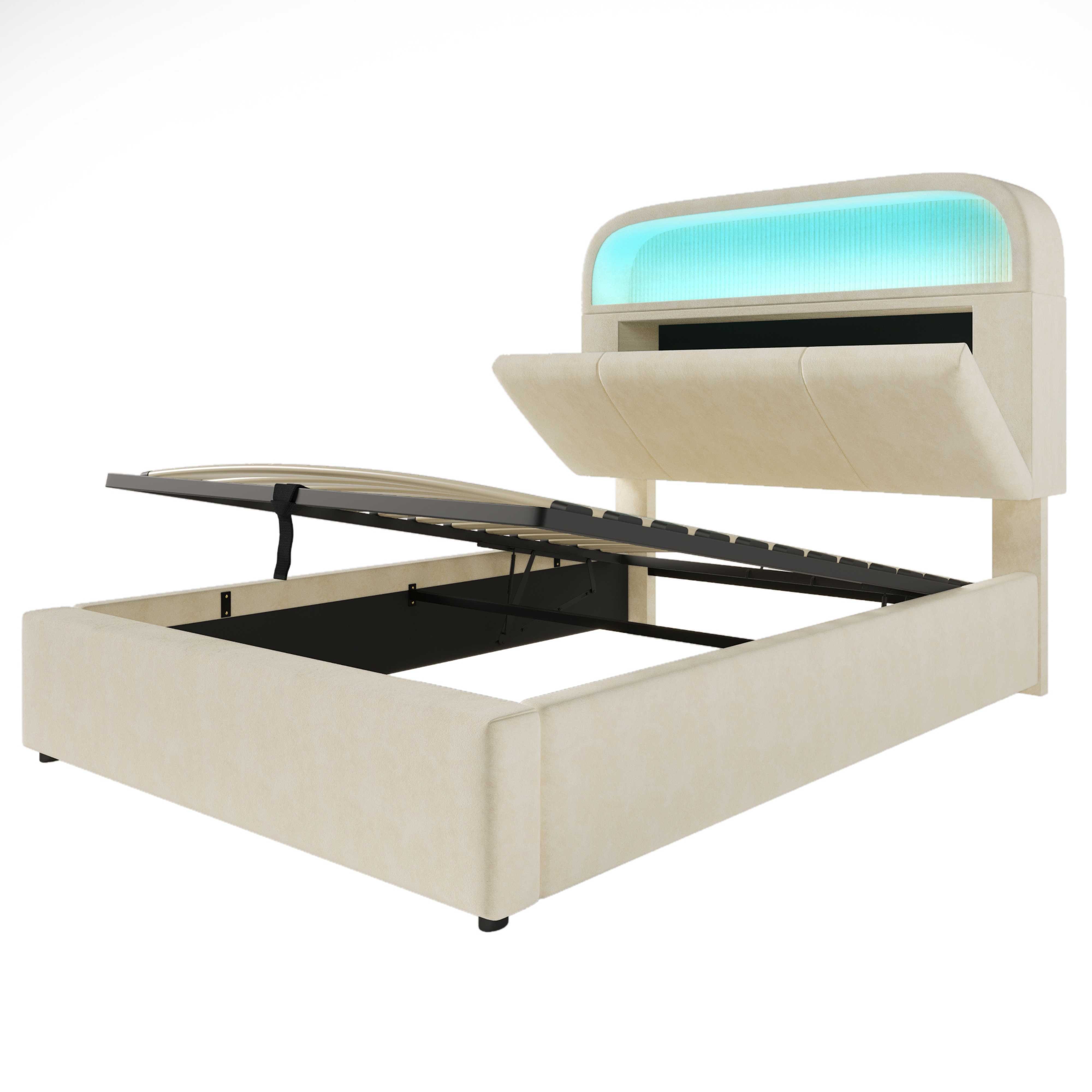 BlingBin Polsterbett Stauraumbett (1-tlg., mit Höhenverstellbares Kopfteil, günstig online kaufen
