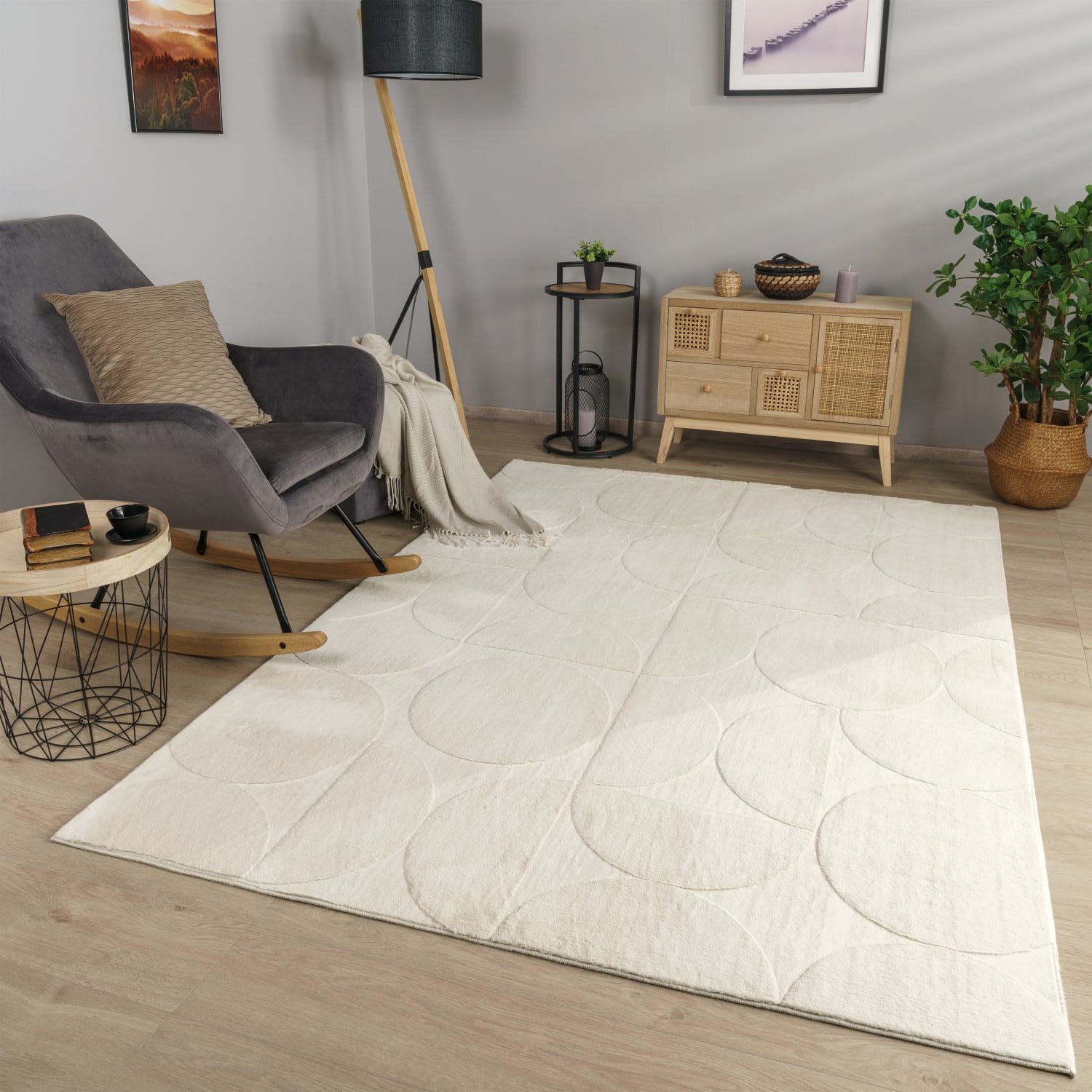 TT Home Teppich Diele, Esszimmer, Flur, Schlafzimmer, Wohnzimmer, Rechteckig, Höhe: 14 mm, Wohnzimmer Teppich Esszimmer Kurzflor Geometrische Optik Skandi Boho U