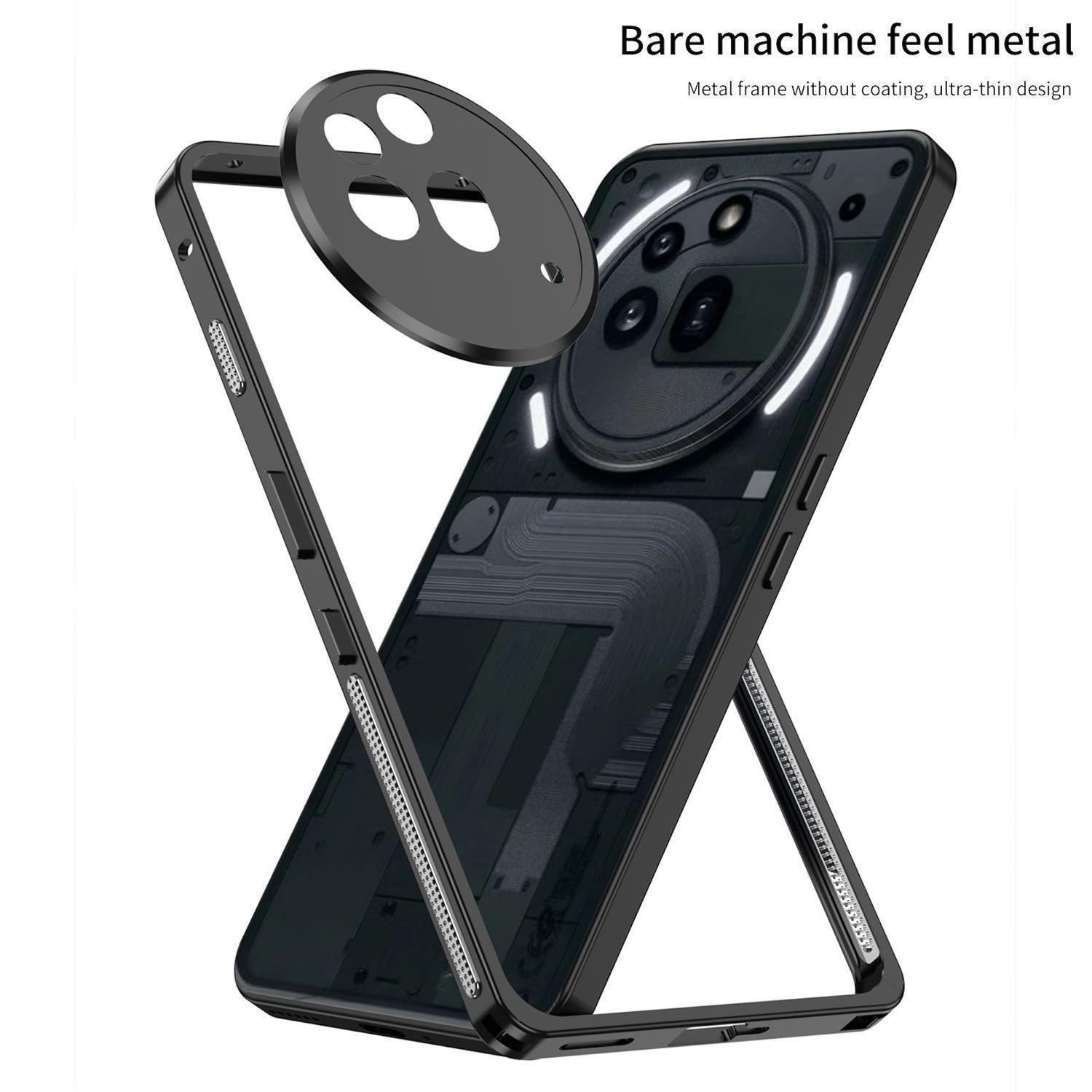 Wigento Handyhülle Für Nothing Phone 3a Pro Metallrahmen Wärmeableitung Hülle Silber, Metallrahmen Hülle mit Wärmeleitung und Kamera-Schutzring