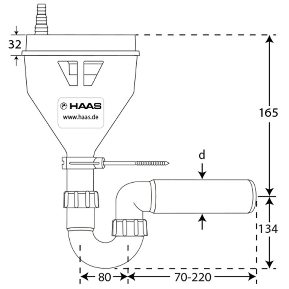 Haas Otto Siphon Multifunktions-Sicherheits-Trichtersiphon DN50 für Enthärtungsanlagen