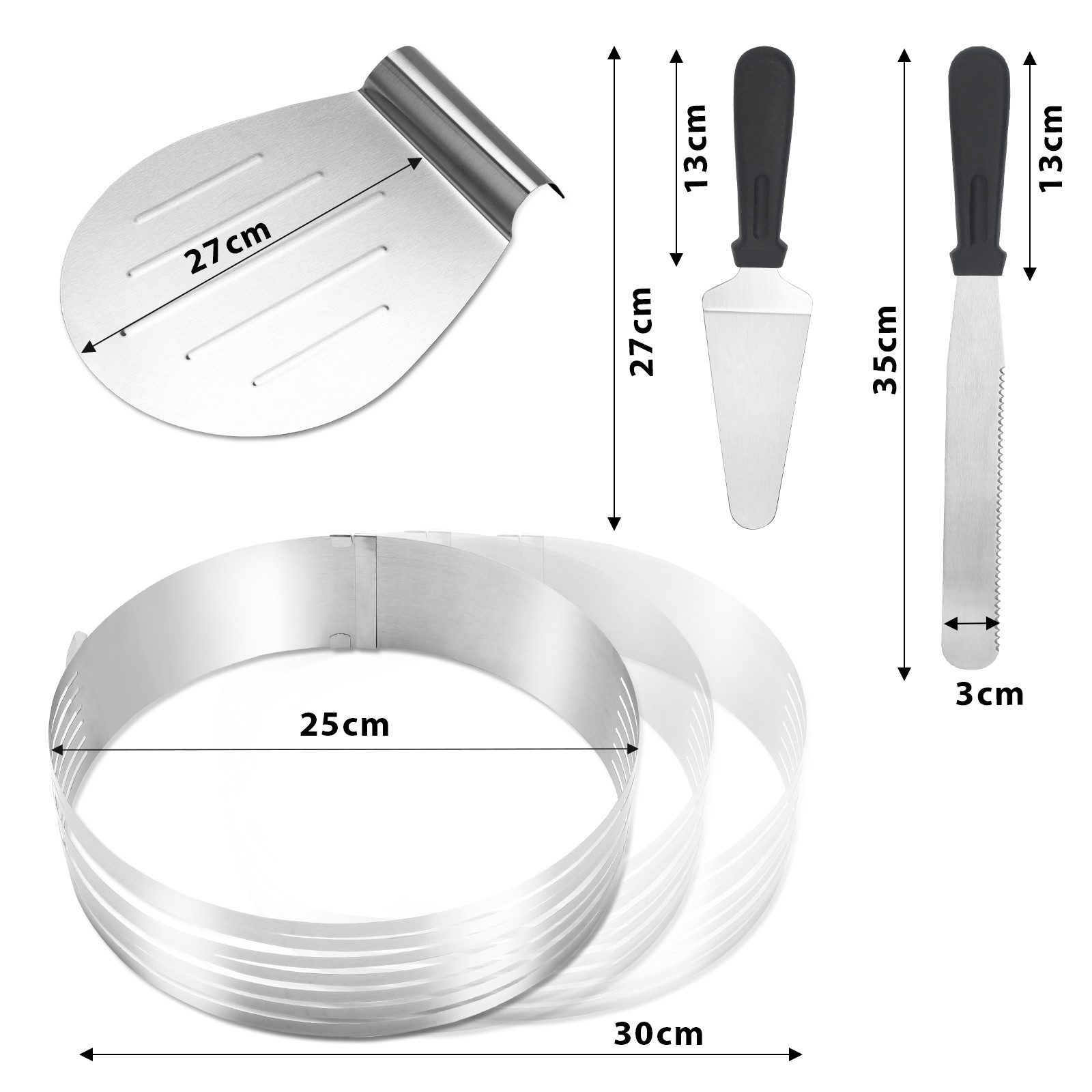 Clanmacy Tortenbodenteiler 4X Tortenbodenteiler Torten Set Schneidhilfe für Küche 23-30cm