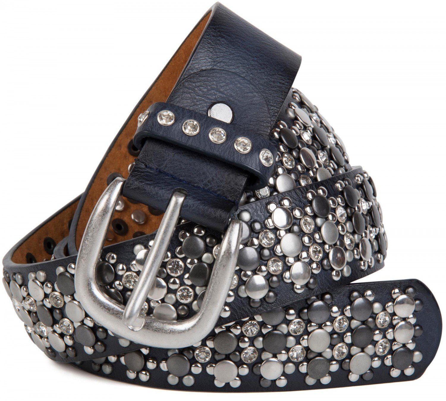 styleBREAKER Nietengürtel Gürtel mit verschiedenen Nieten und Strass (1-St)