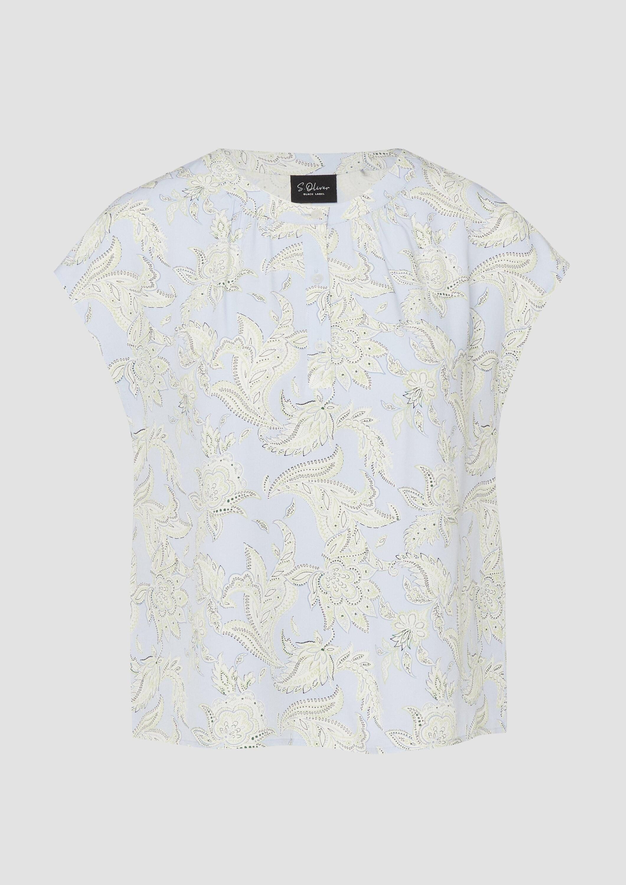 s.Oliver Kurzarmbluse Bluse Viskose-Bluse mit All-over-Print