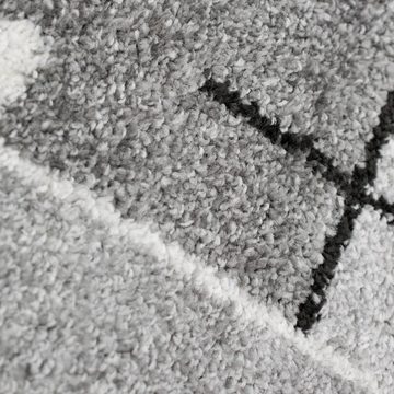 Teppich Moderner Teppich mit abstrakten Quadraten schwarz grau, TeppichHome24, rechteckig