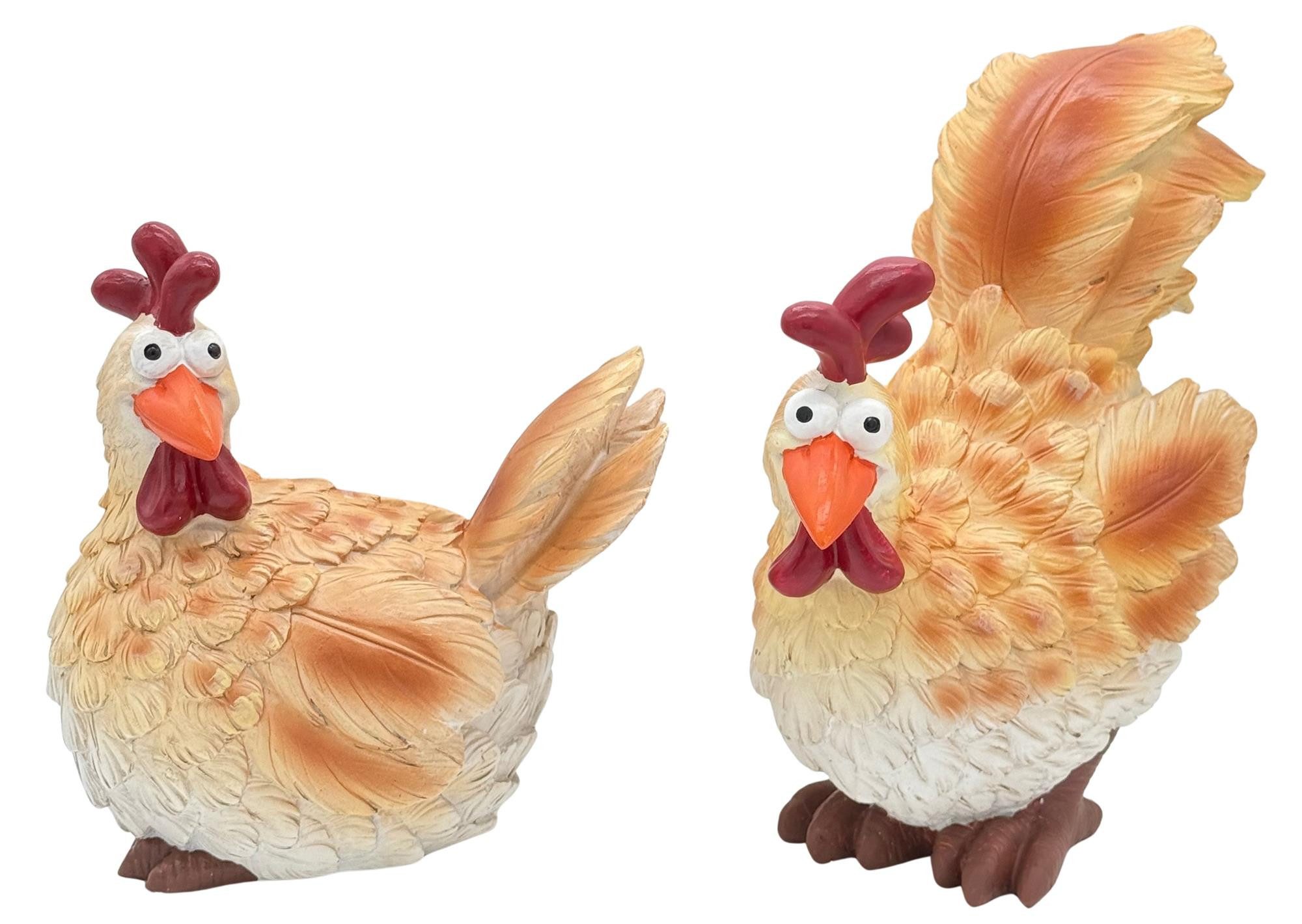 Bambelaa! Gartenfigur Gartenfigur Huhn Gartendeko Tiere Figuren Groß Dekofiguren Garten Set, (2 St)