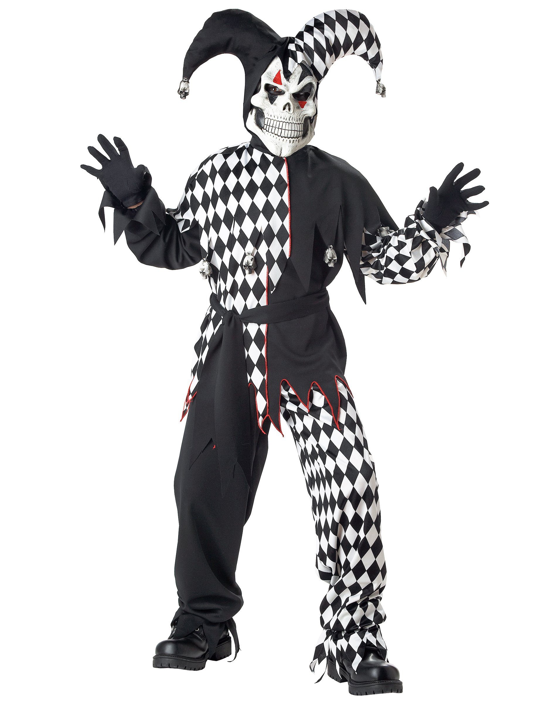 California Costumes Clown-Kostüm Joker-Kostüm für Kinder Halloweenkostüm schwarz-weiß