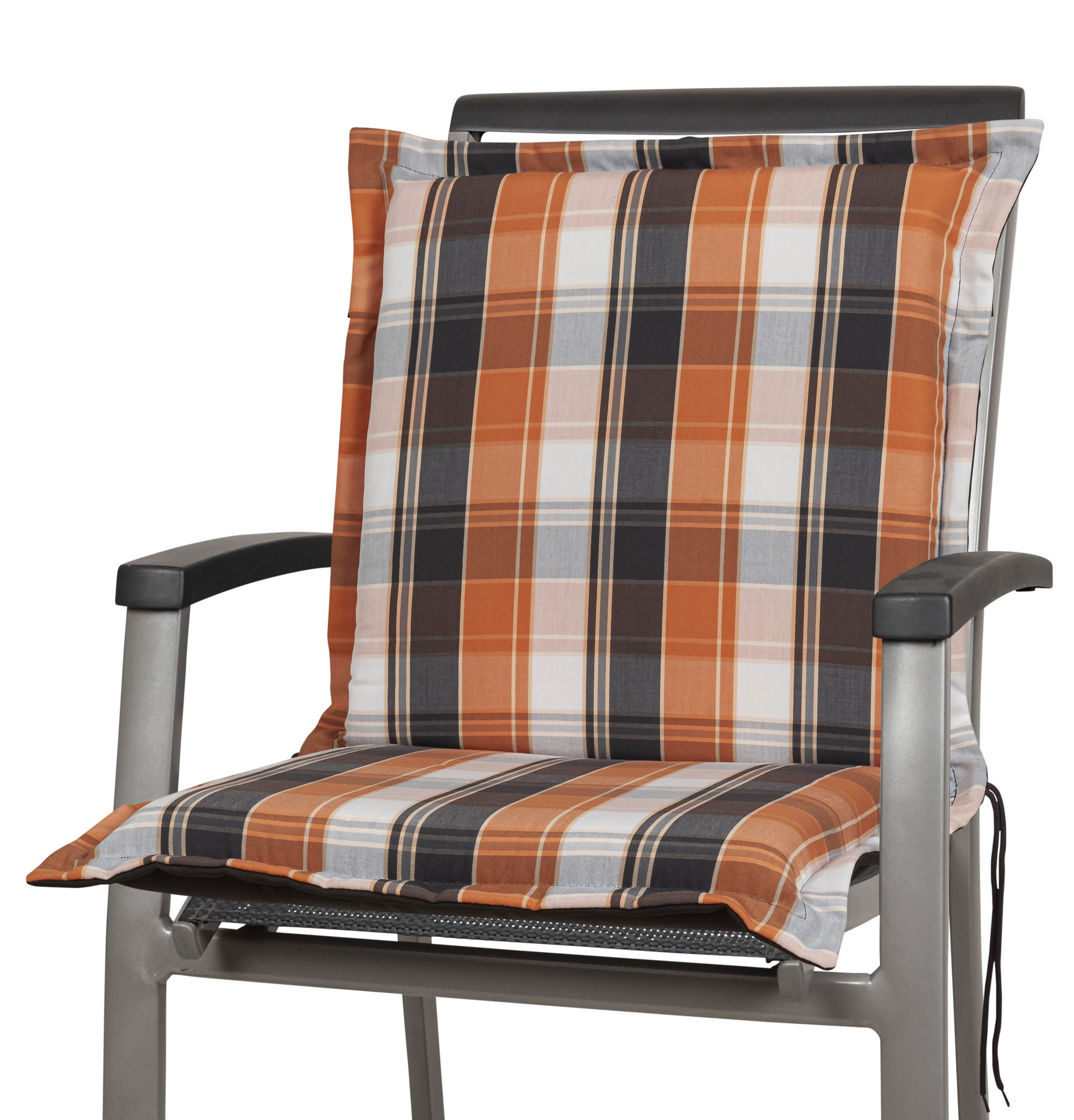 Sun Garden Sesselauflage Niederlehner Georgia 90823-450 orange-weiß-anthrazit kariert 98x53x8cm