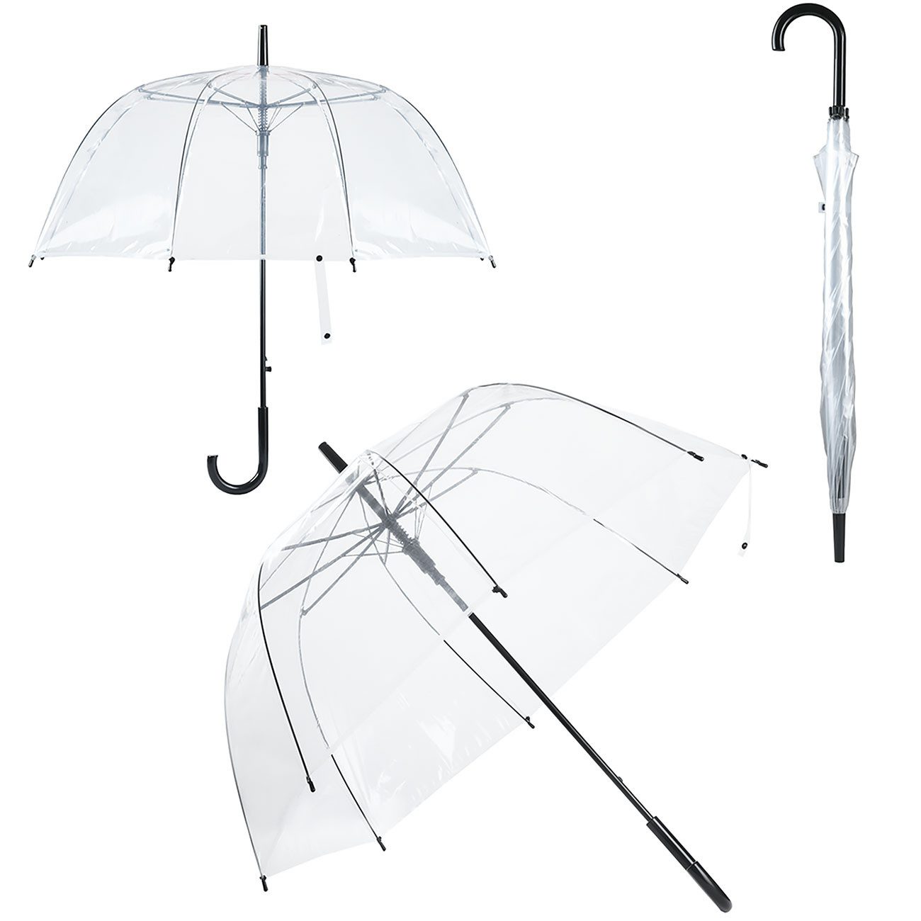shop'n smile ideoon Stockregenschirm Transparenter Regenschirm mit Automatik, 85 cm Durchmesser, Transparenter Glockenschirm für Damen & Herren – Bild 5 von 5