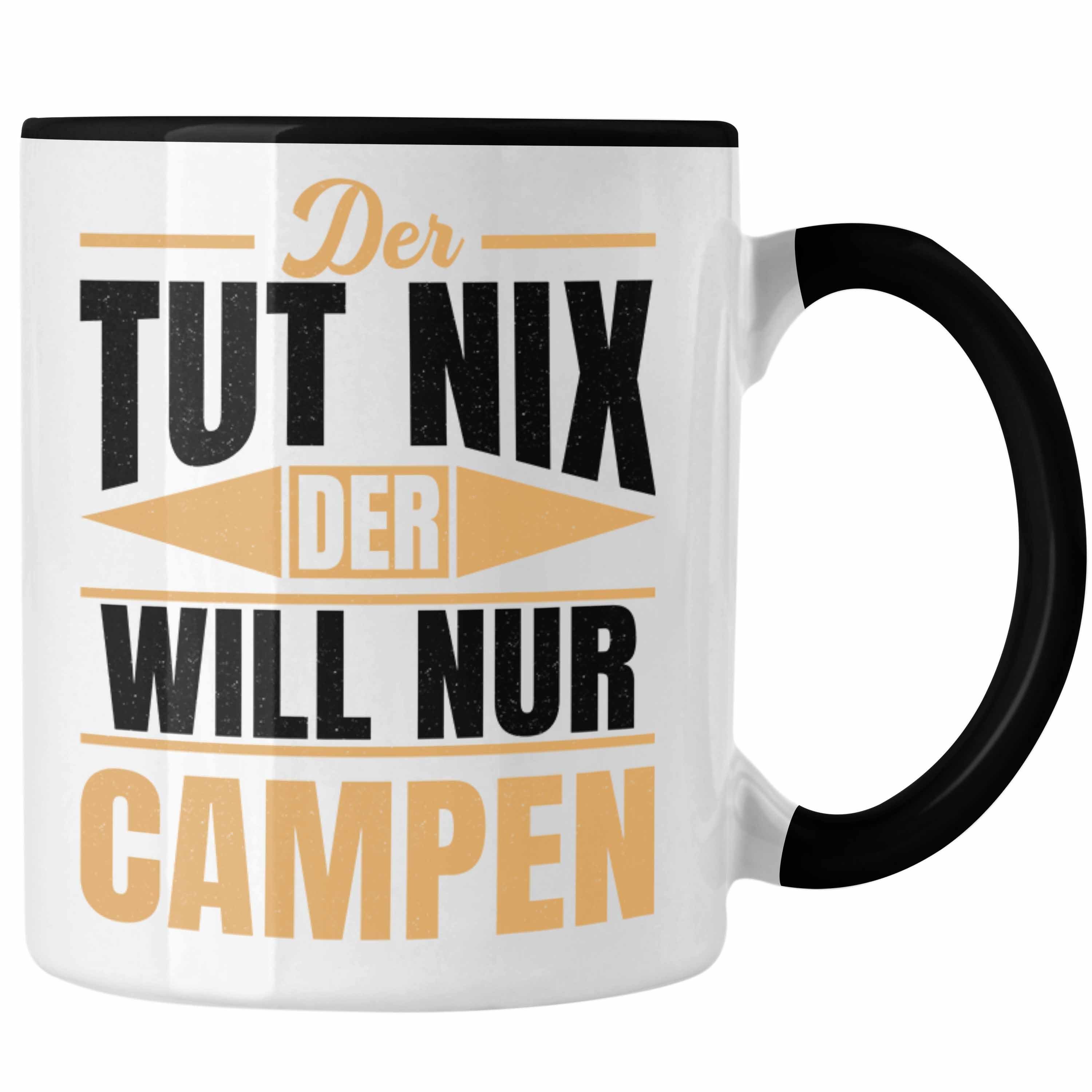 Trendation Tasse Trendation - Der Tut Nix Der Will Nur Campen Wohnmobil Tasse Geschenk Camper Wohnmobilfahrer Geschenkidee Lustig Schwarz | Teetassen