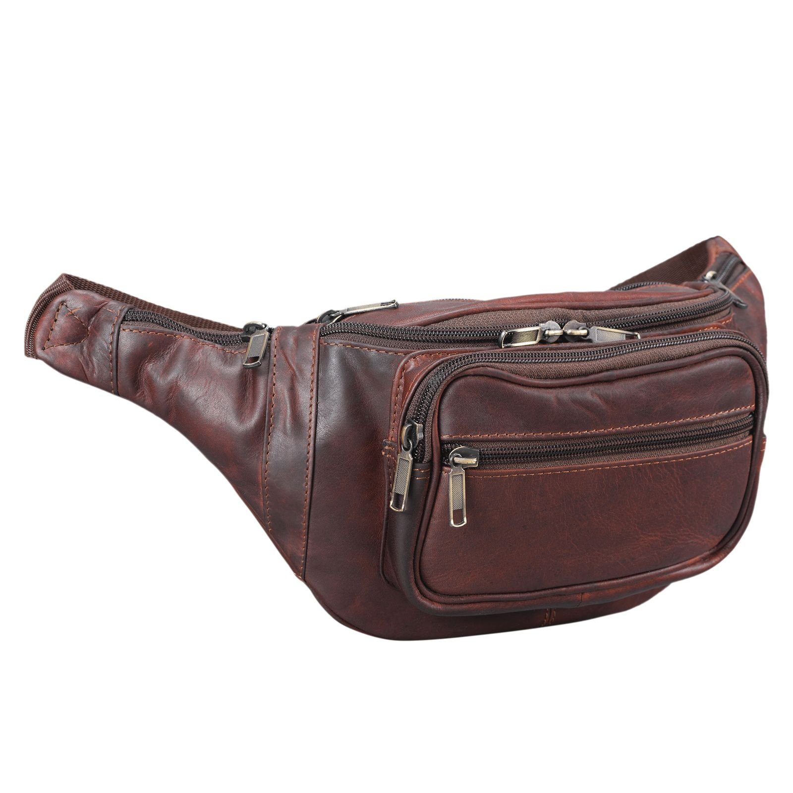 STILORD Gürteltasche Bauchtasche "Maverick" Gürteltasche Weiches Leder cognac - dunkelbraun