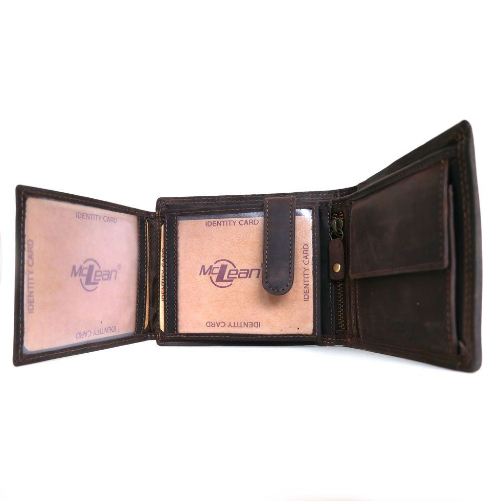 McLean Geldbörse TRAKTOR, 11 Kartenfächer mit RFID Schutz, 2 Scheinfächer, Naturleder