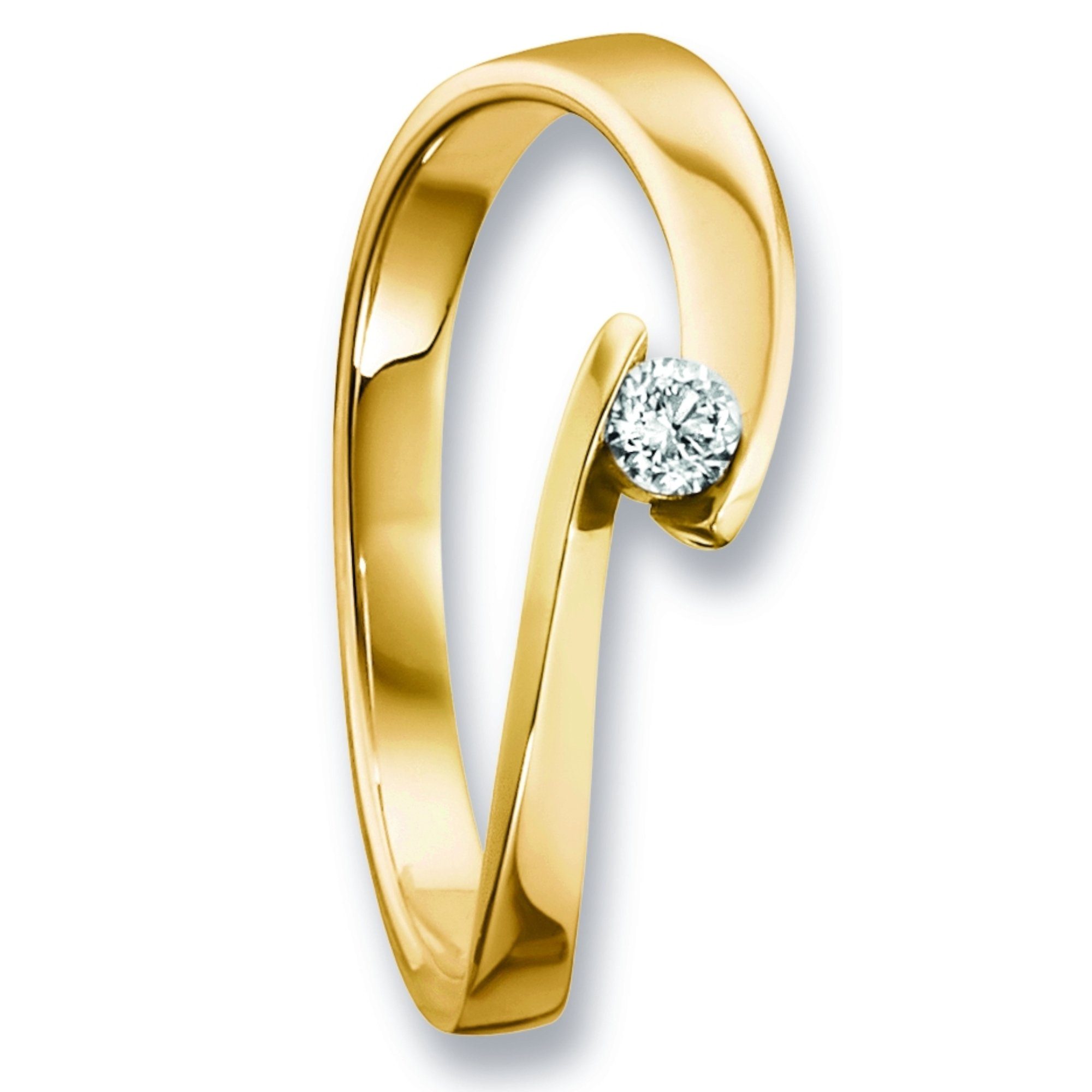 ELEMENT Schmuck Gold Damen 585 Brillant 0.09 Gelbgold, ct Ring aus Diamant Diamantring ONE