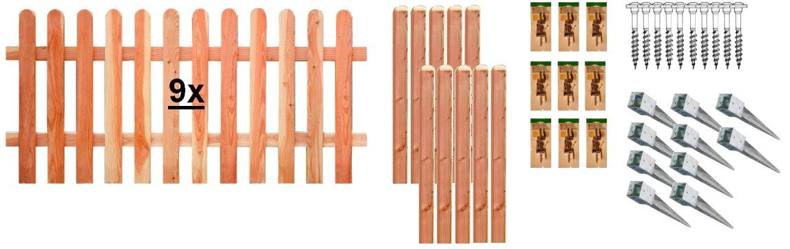 Tetzner & Jentzsch Lattenzaun Austin 7, (Set), 9 Elemente, LxH: 1710x80 cm