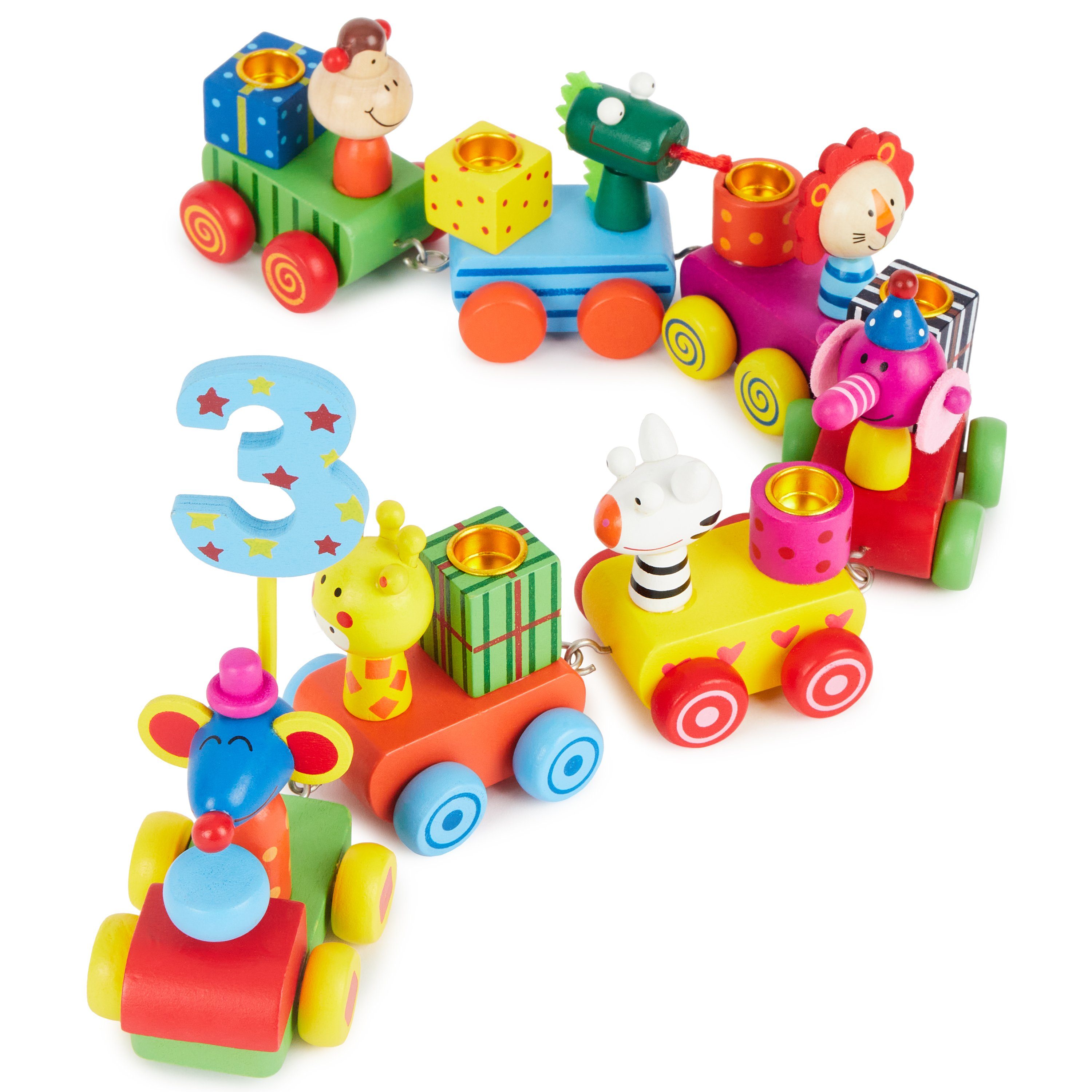 BIECO Kerzenhalter Bieco Holz Geburtstagszug Safari Look 0-9 Jahre Holz Zah günstig online kaufen