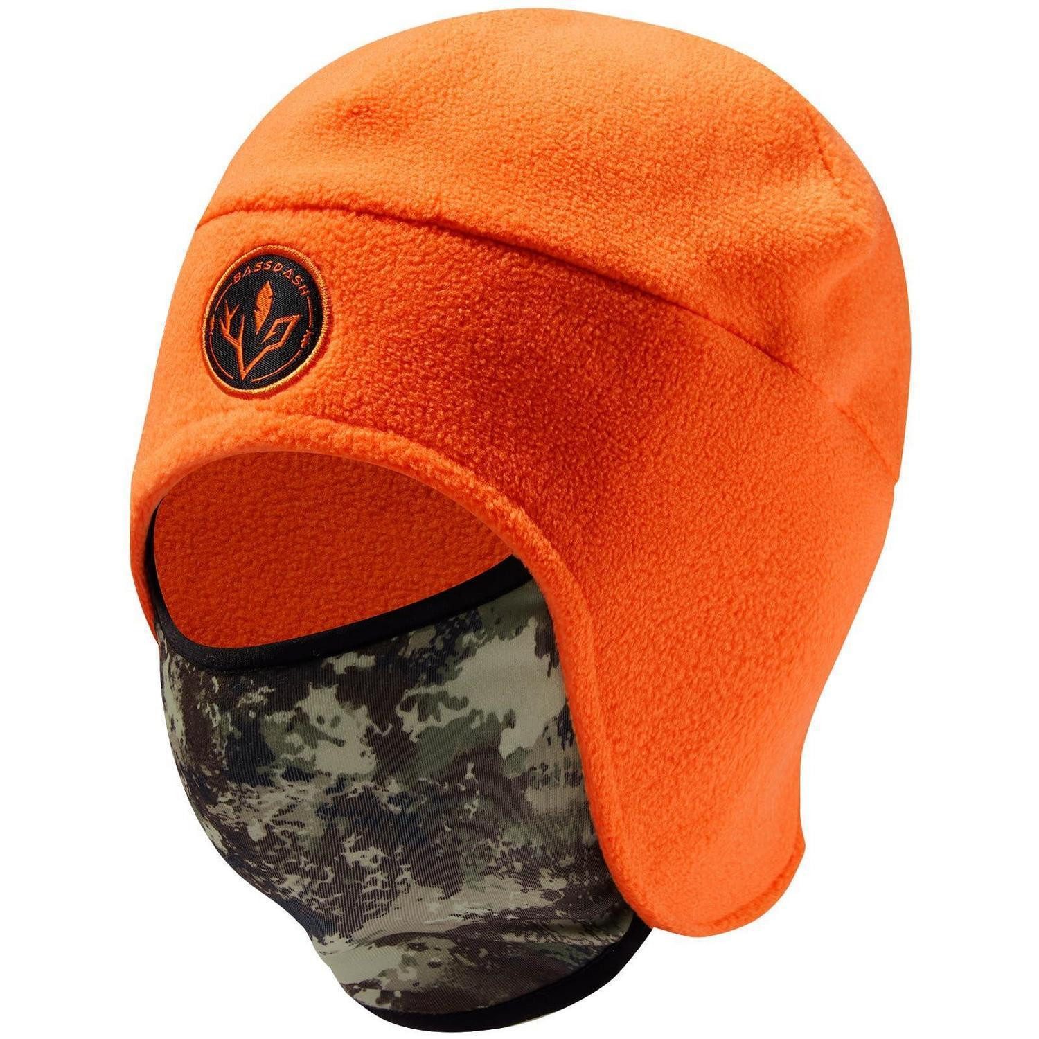 LuxusKollektion Fleecemütze Beanie Mütze 2-in-1 Fleece Orange Camouflage (1-St)