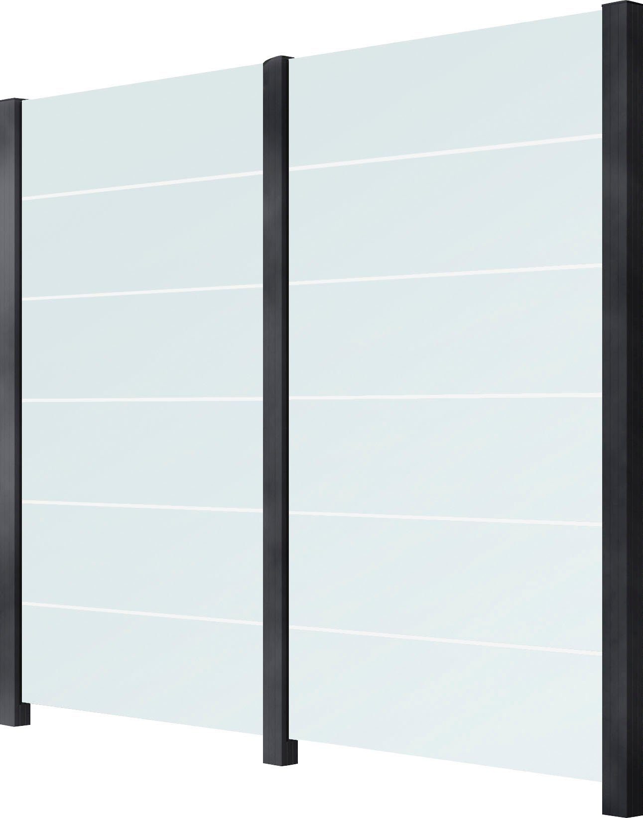 STAKET PRO Zaun, (Set), Glaszaun, Gesamtlänge: 2,29 m, 3 Pfosten