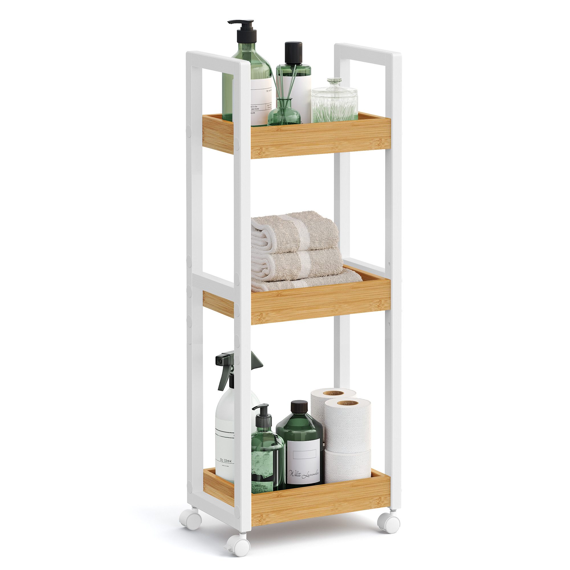 SONGMICS Badregal BCB083, SONGMICS Rollwagen, Badezimmerregal günstig online kaufen