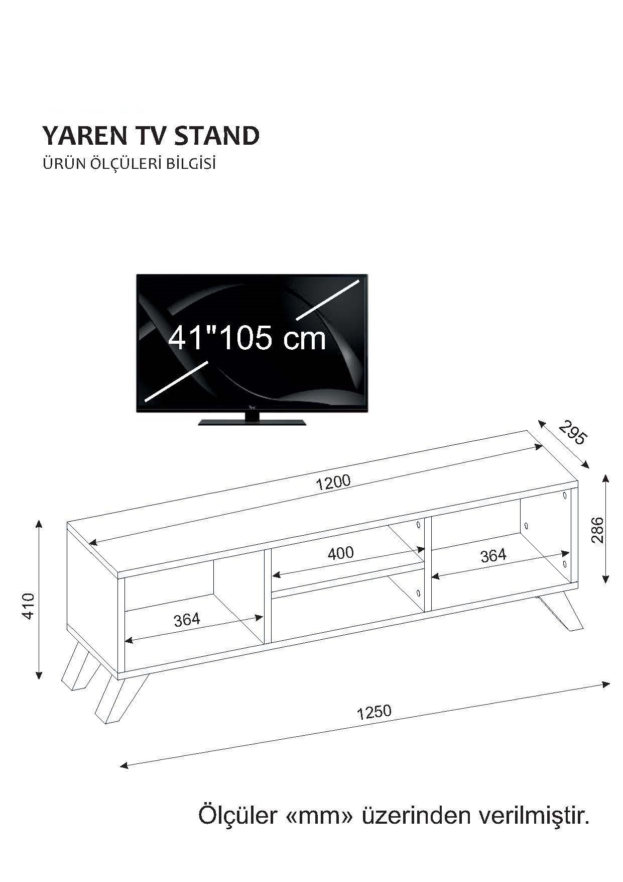 Partikelplatte Skye 41x120x29,5 cm, 100% Schränke, Melaminbeschichtete TV-Schrank Decor