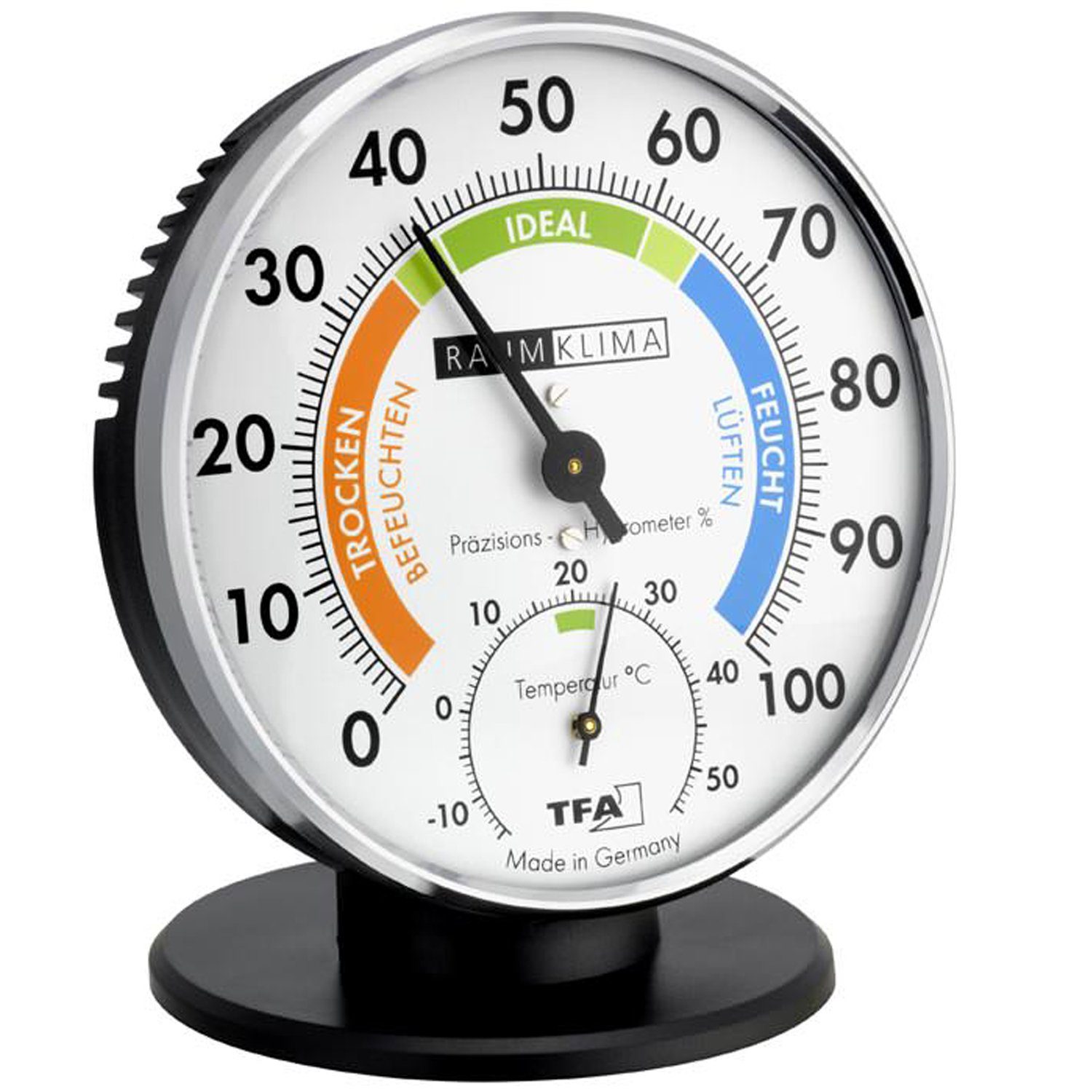 TFA Dostmann Raumthermometer TFA 45.2033 Analoges Thermo-Hygrometer mit Metallring