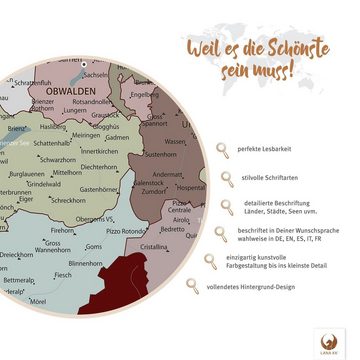LANA KK Leinwandbild Schweizkarte, deutsche Beschriftung